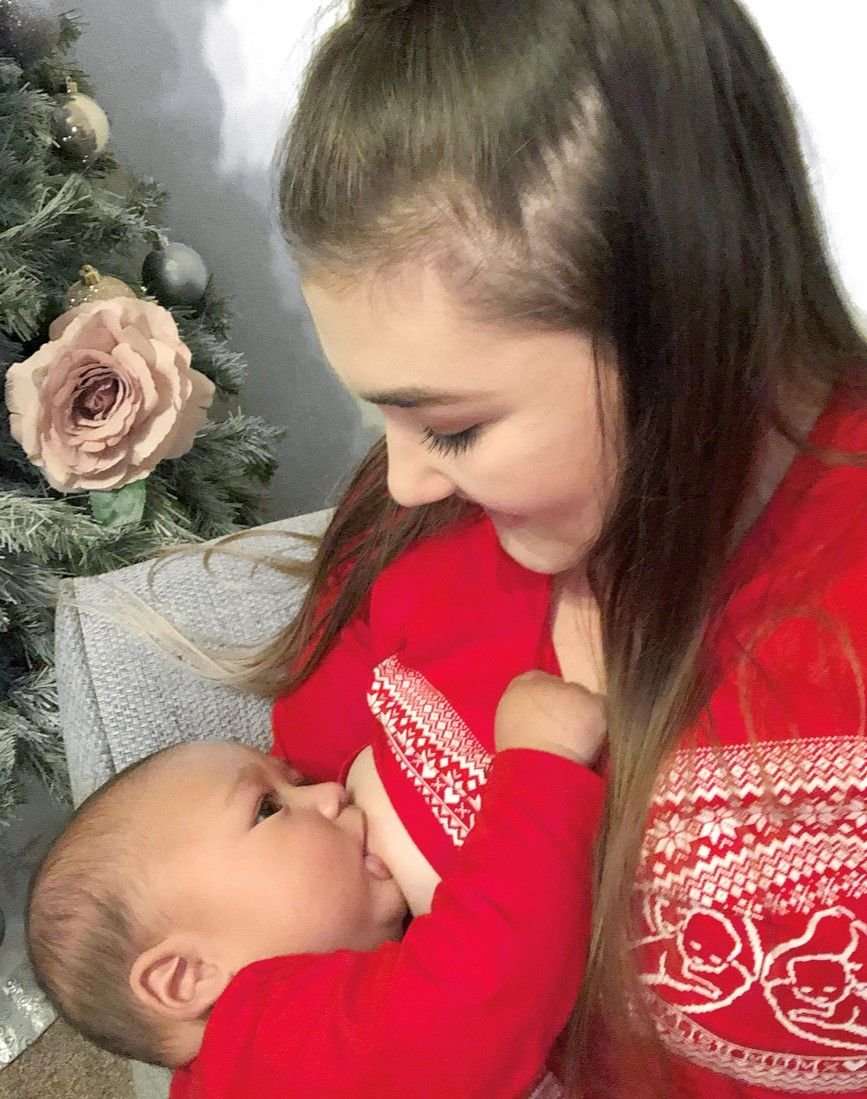 Red Festive Breastfeeding Top