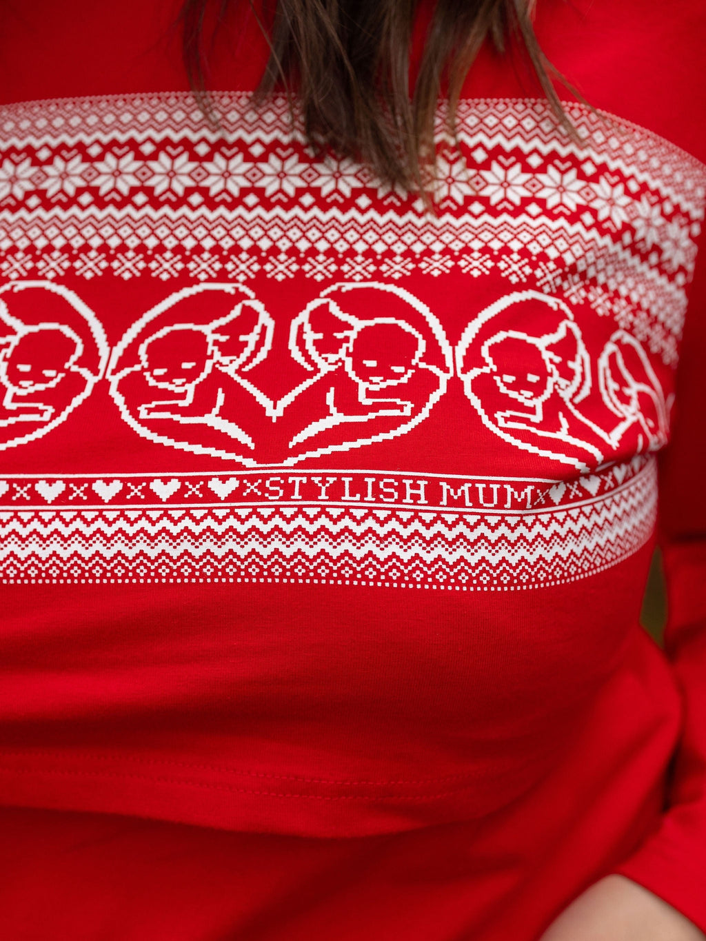 Red Festive Breastfeeding Top