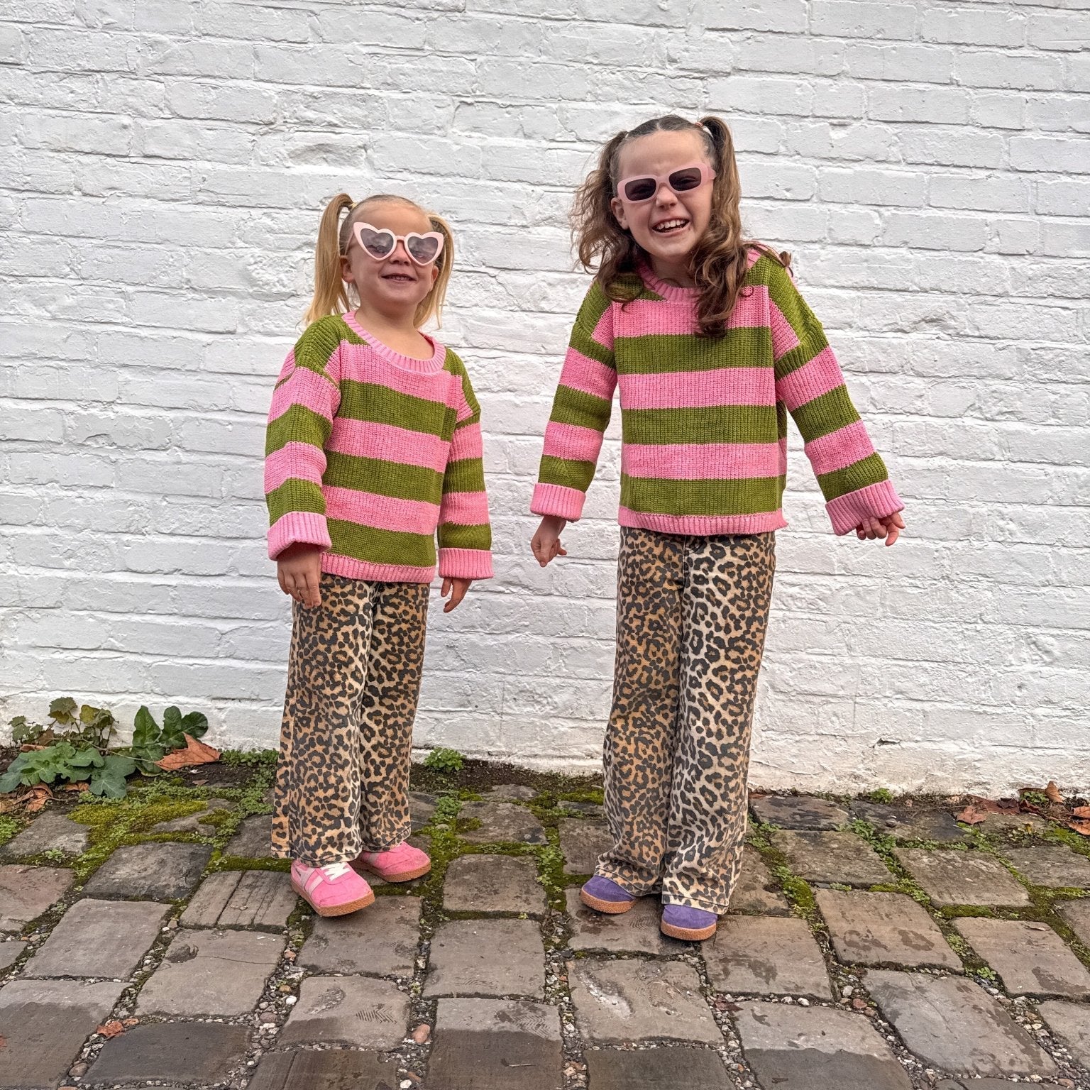 Cara & The Sky Rhiannon Kids Chunky Stripe Recycled Cotton Blend Jumper - Pink
