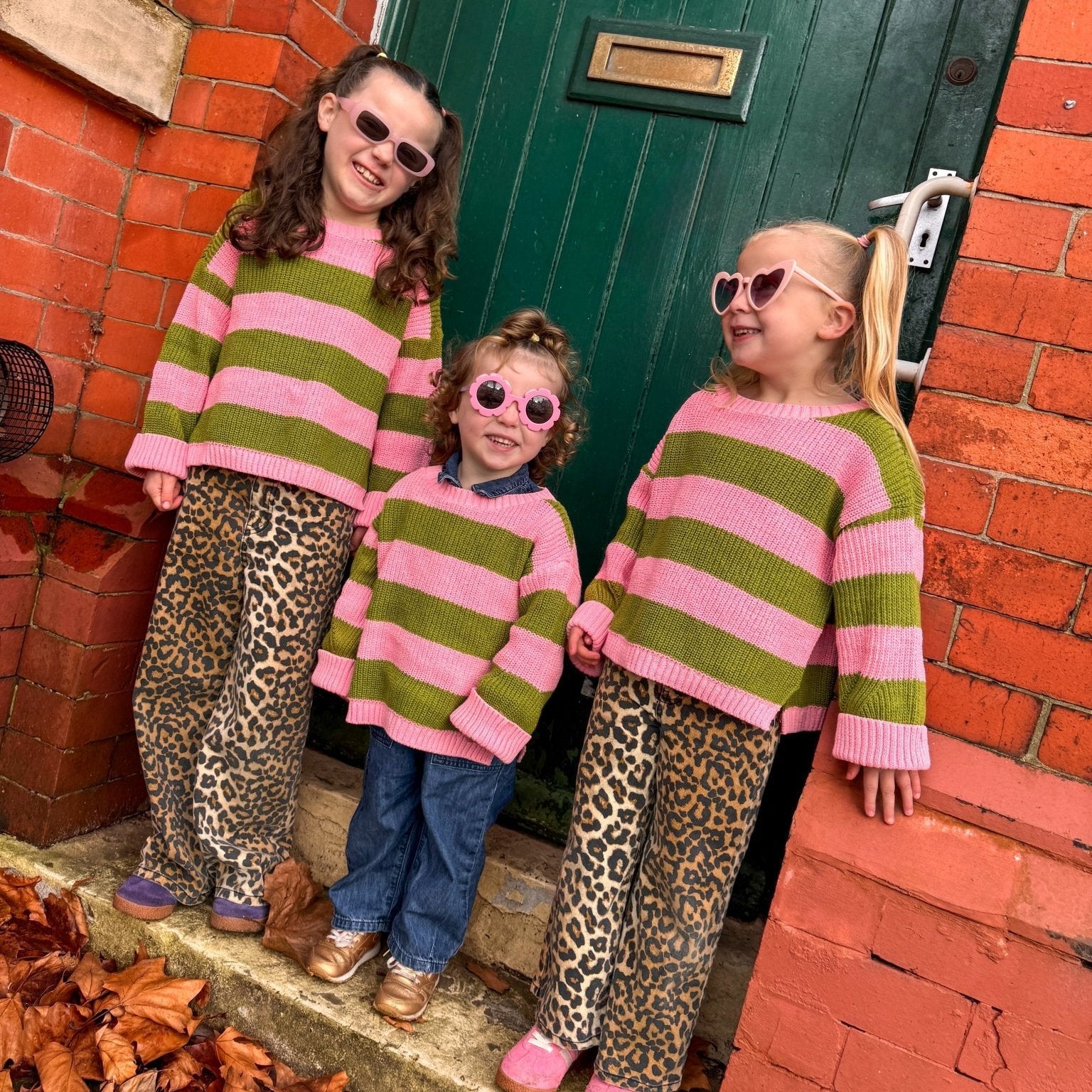 Cara & The Sky Rhiannon Kids Chunky Stripe Recycled Cotton Blend Jumper - Pink