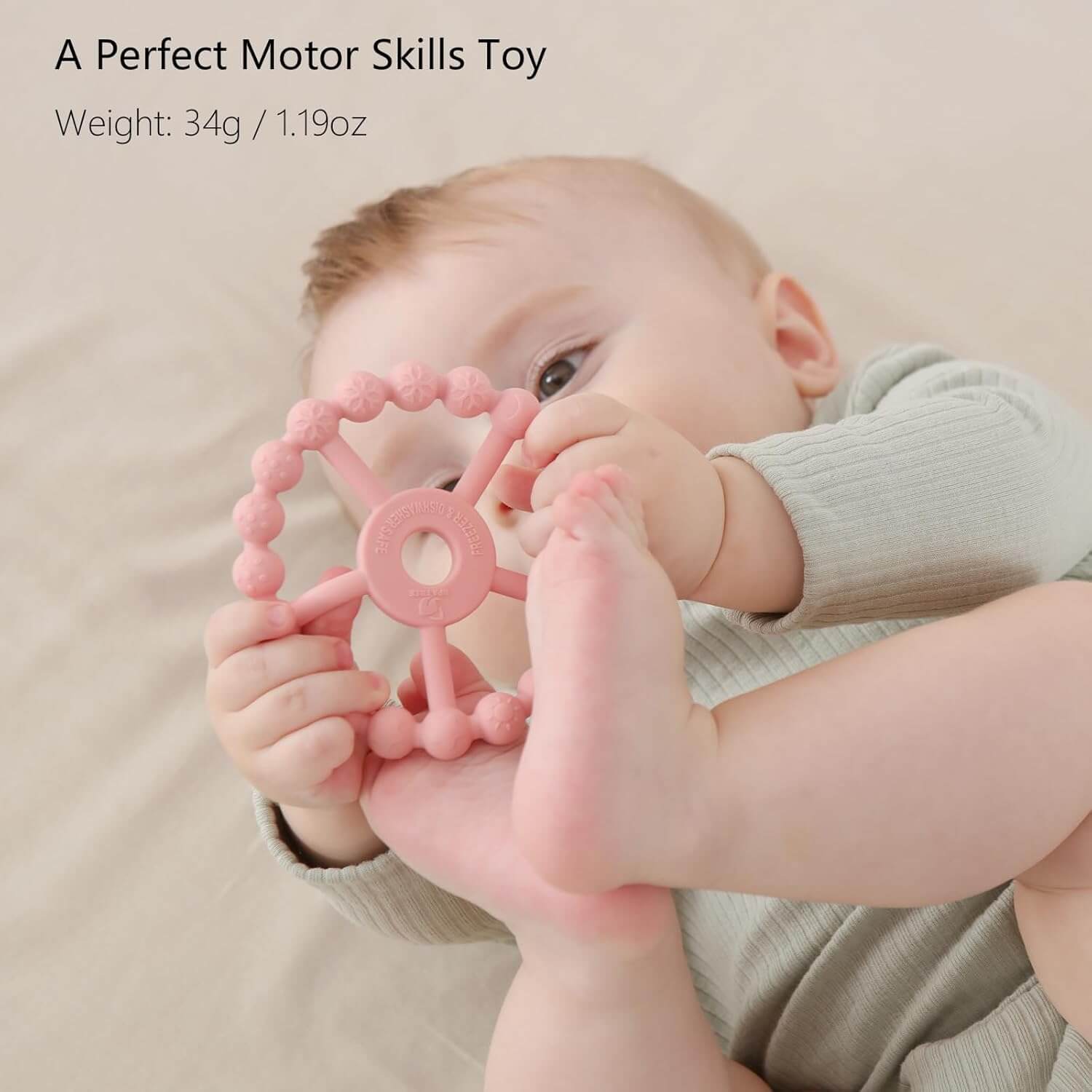 Ring Teether in Pink, Coffee and Beige - 3 Pack - Baby&More