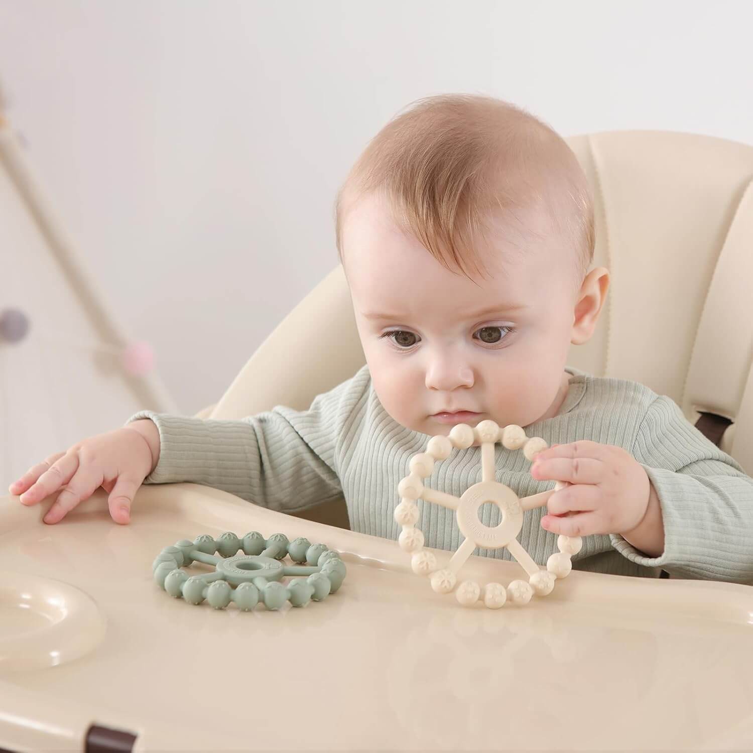 Ring Teether in Pink, Coffee and Beige - 3 Pack - Baby&More
