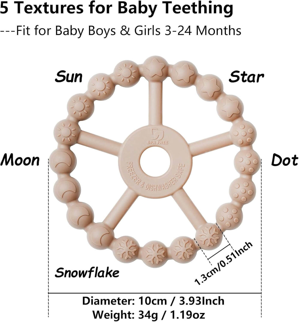 Ring Teether in Pink, Coffee and Beige - 3 Pack - Baby&More