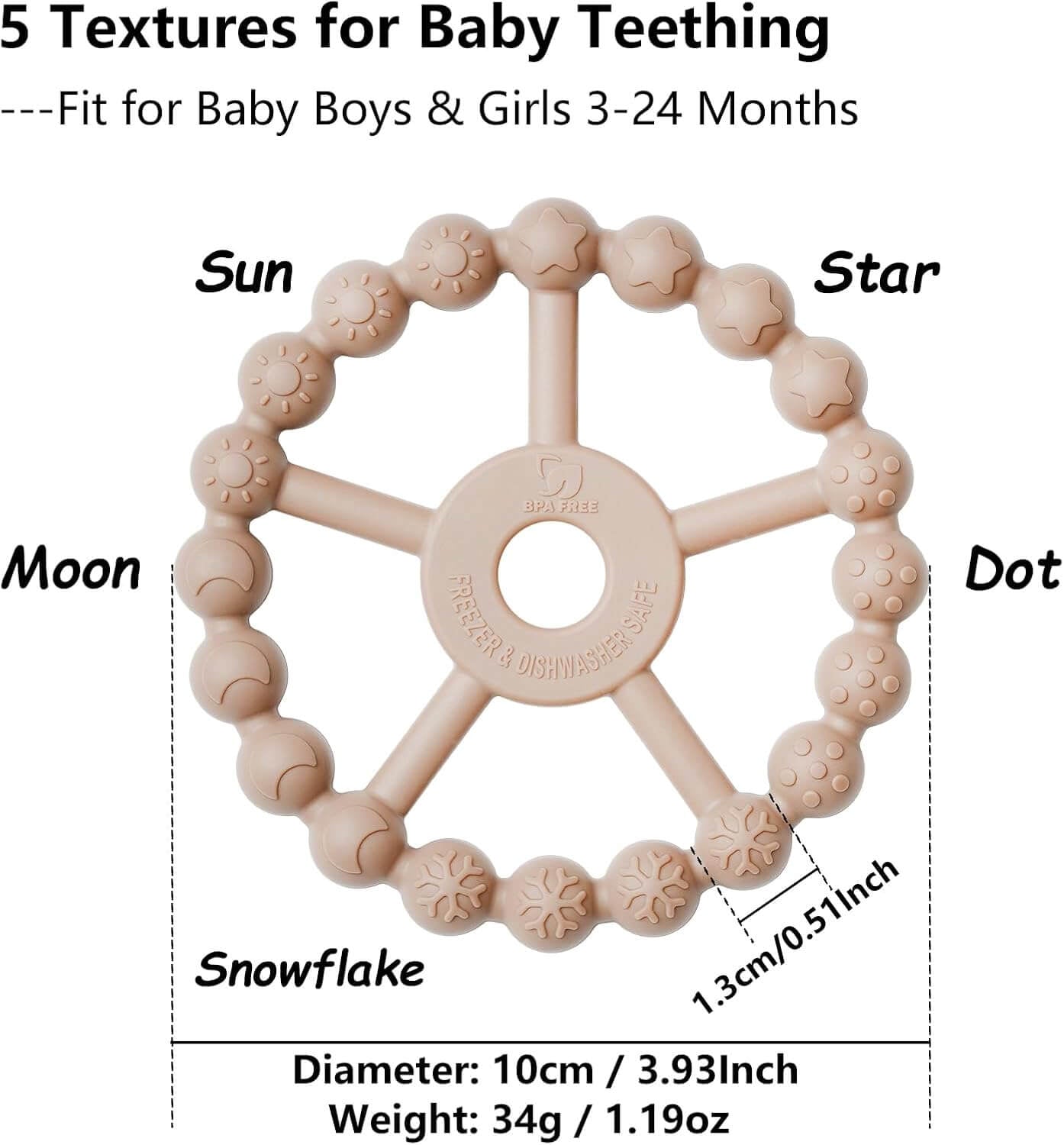 Ring Teether in Pink, Coffee and Beige - 3 Pack - Baby&More