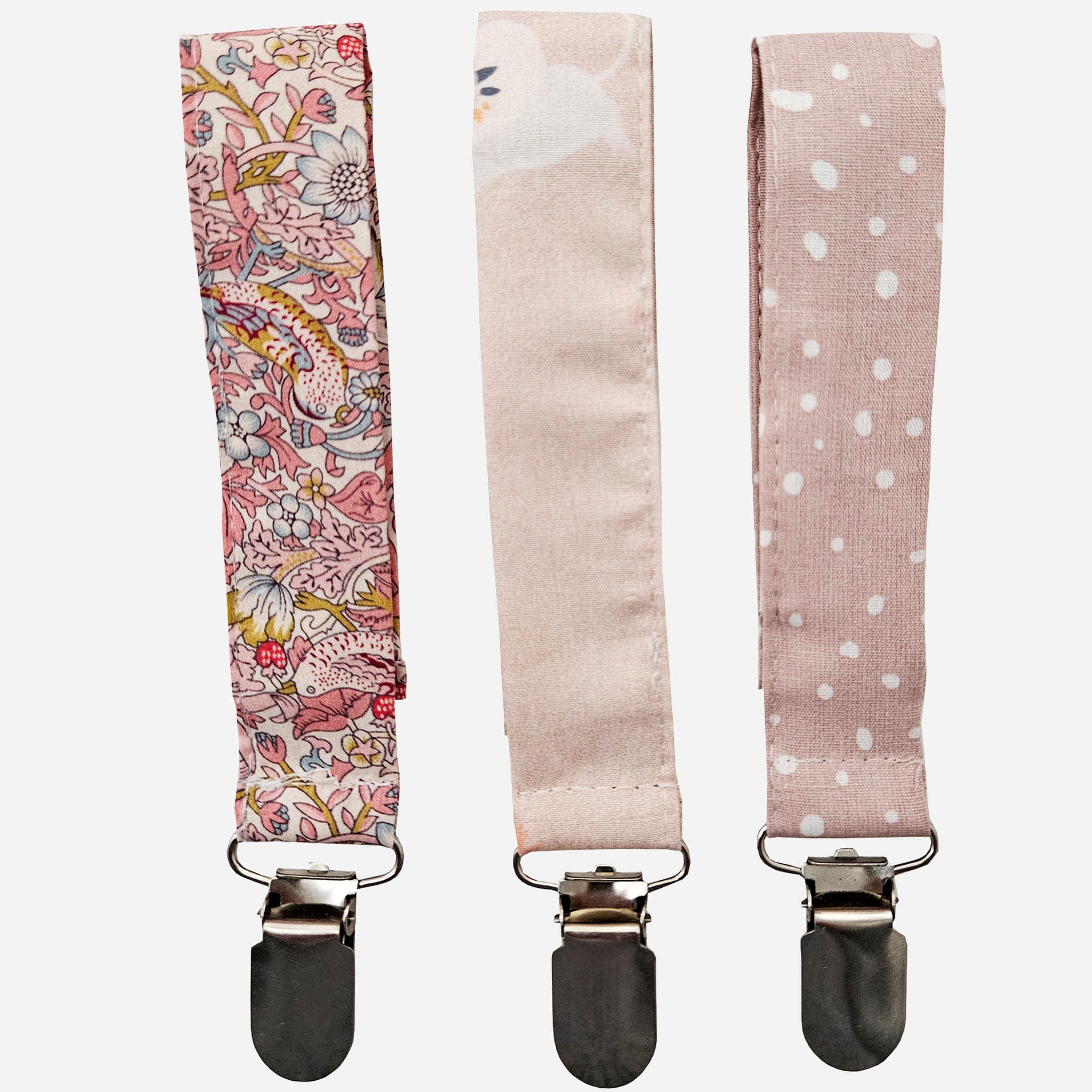 Pacifier / Dummy Clips - 3 pk - Rosa Pinks