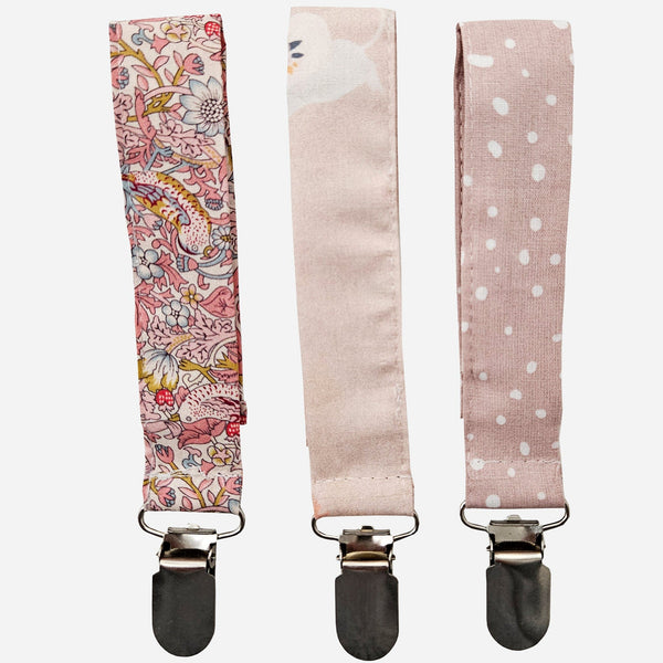 Pacifier / Dummy Clips - 3 pk - Rosa Pinks
