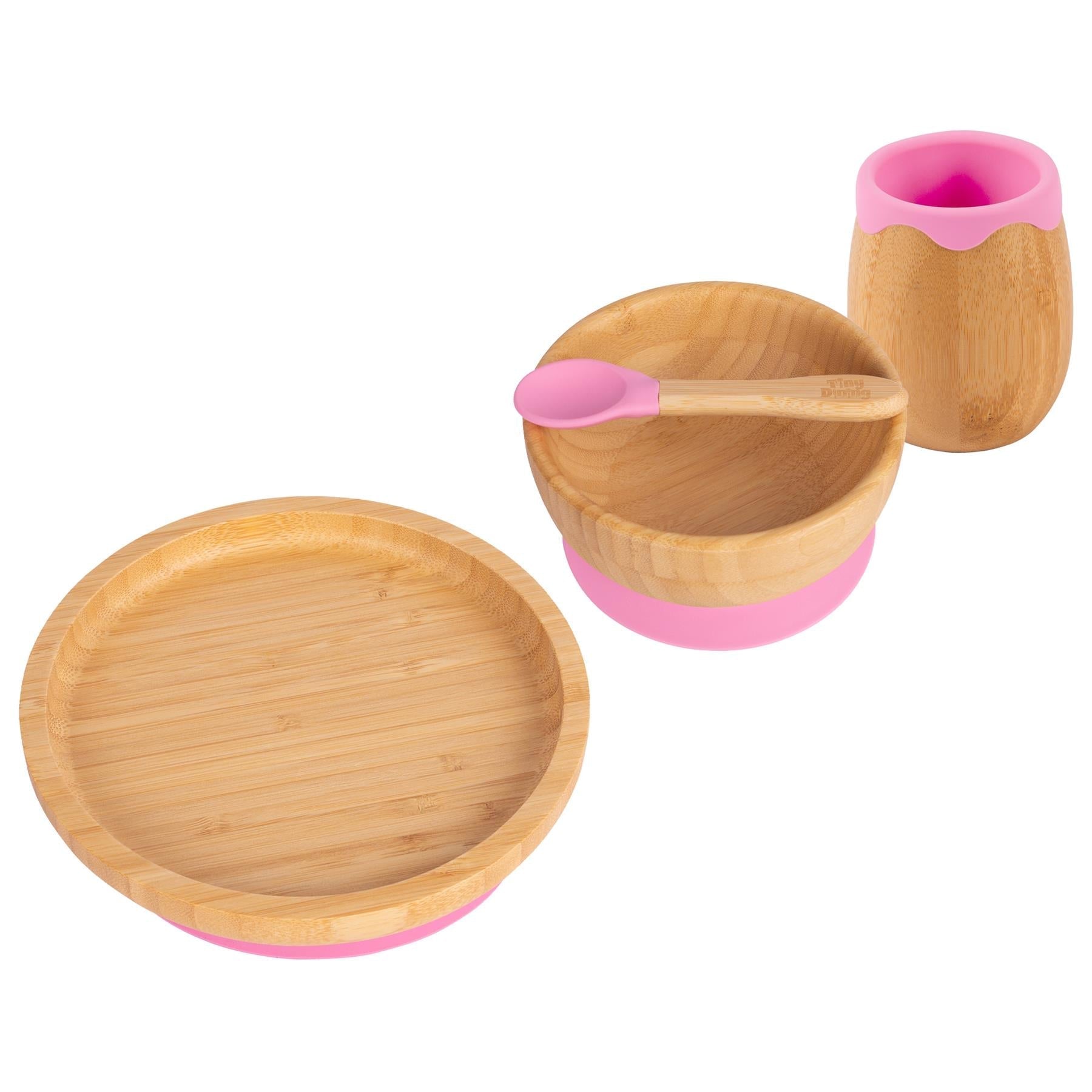 Round Bamboo Suction Toddler, Child and Baby Feeding Set - 4 pc - Baby&More