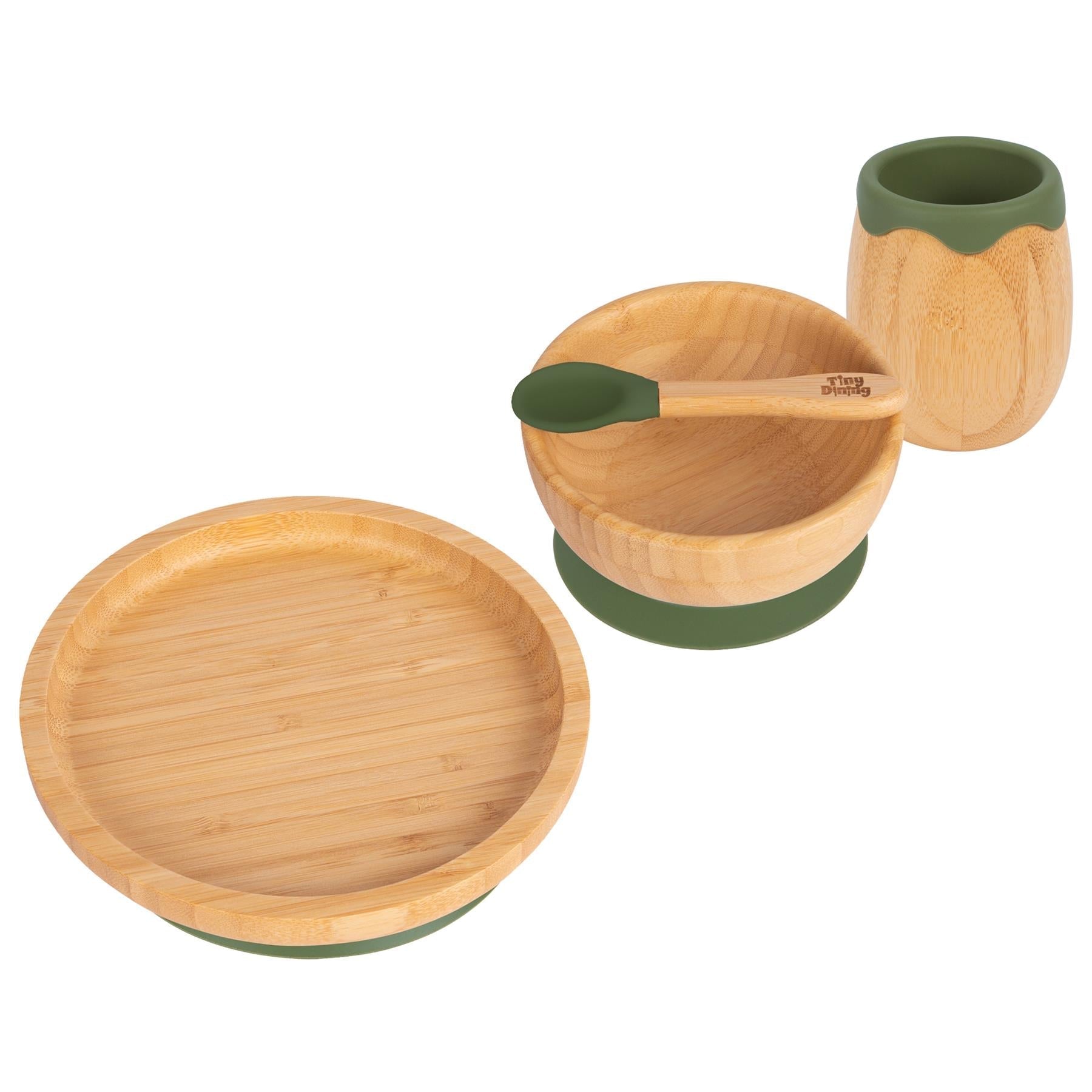 Round Bamboo Suction Toddler, Child and Baby Feeding Set - 4 pc - Baby&More