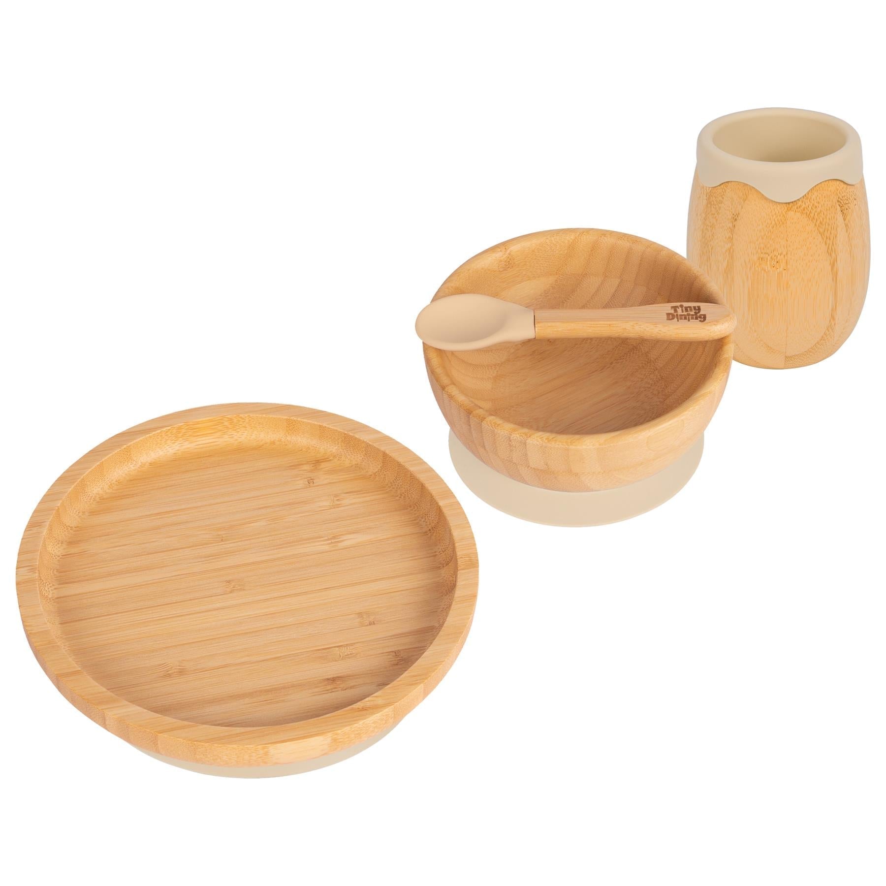 Round Bamboo Suction Toddler, Child and Baby Feeding Set - 4 pc - Baby&More