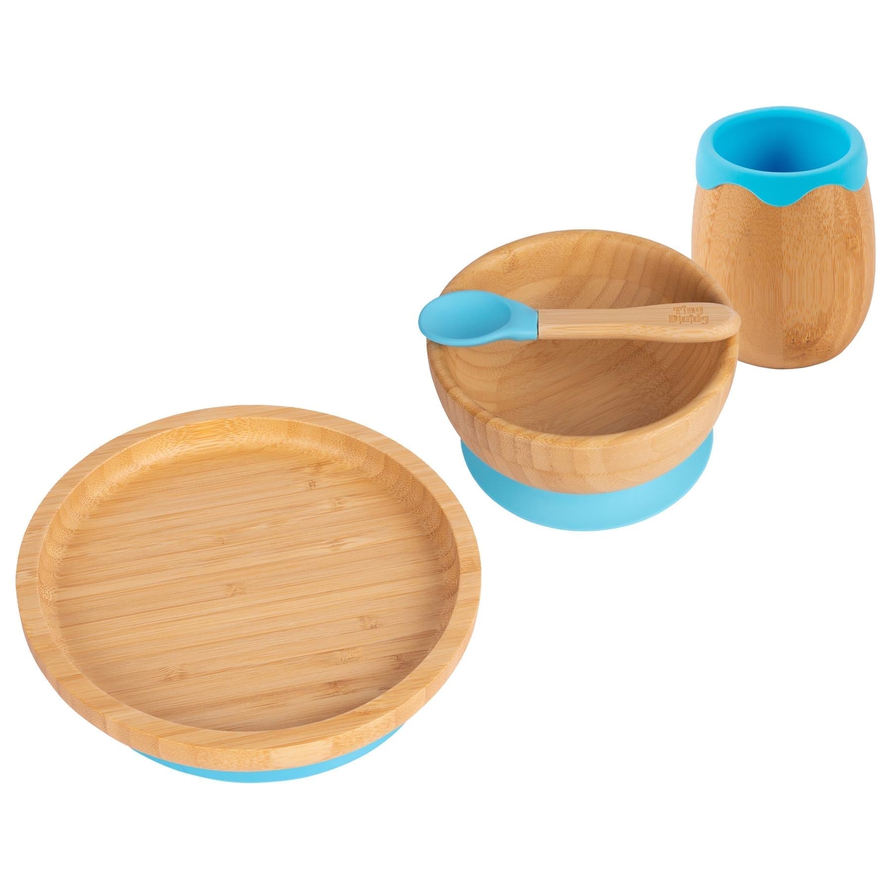 Round Bamboo Suction Toddler, Child and Baby Feeding Set - 4 pc - Baby&More