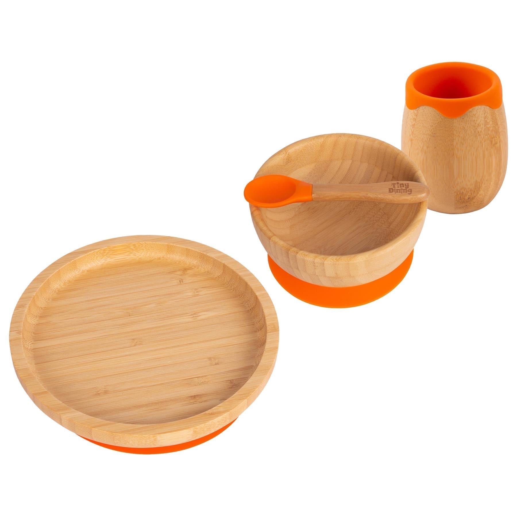 Round Bamboo Suction Toddler, Child and Baby Feeding Set - 4 pc - Baby&More