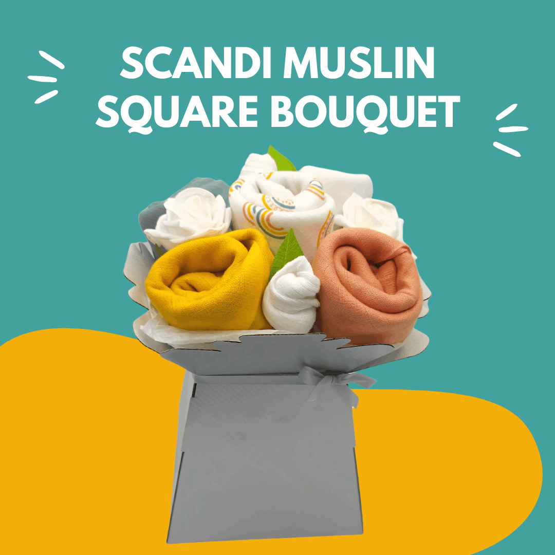 Say It Baby - Scandi Rainbow Baby Muslin Square Bouquet Gift