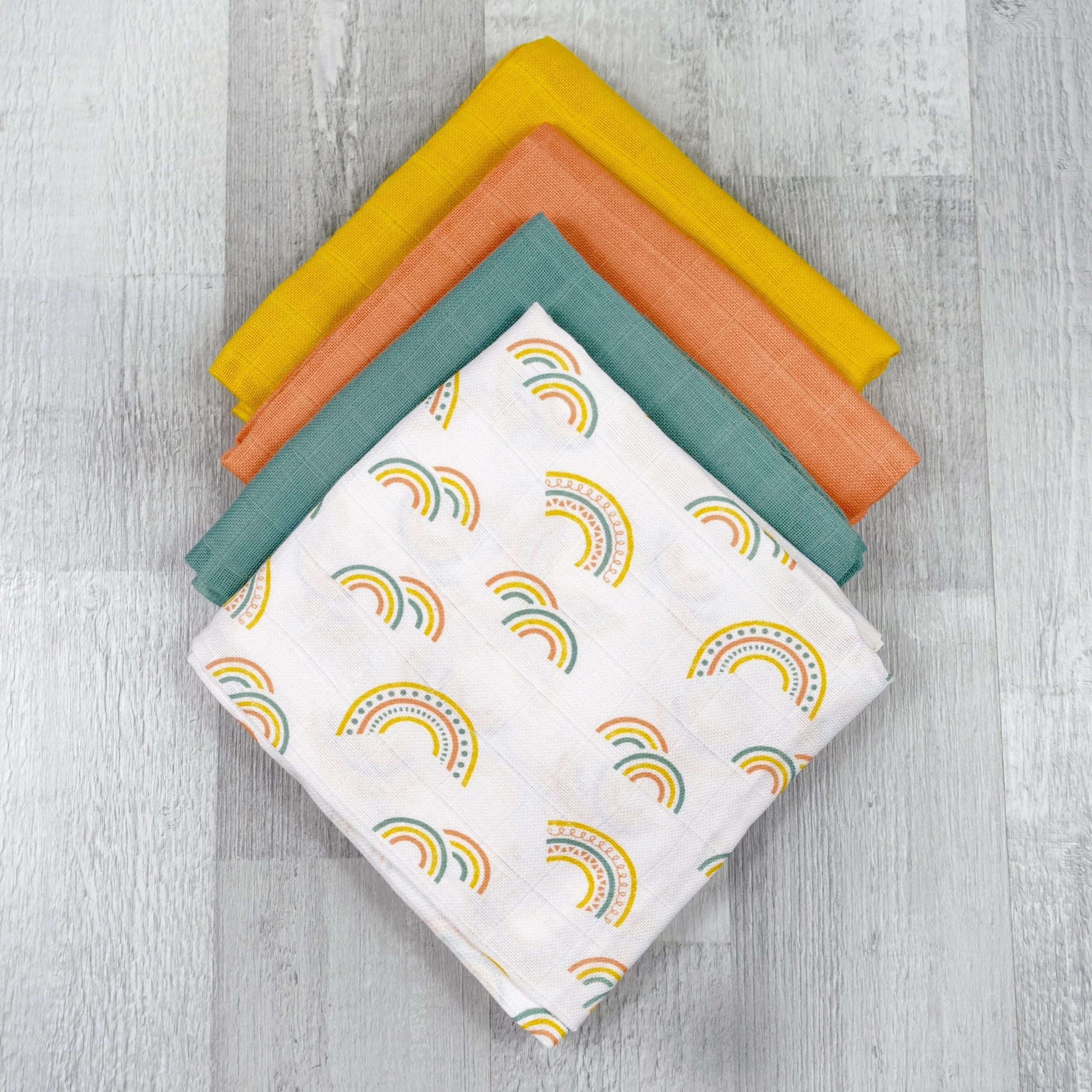 Say It Baby - Scandi Rainbow Baby Muslin Square Bouquet Gift