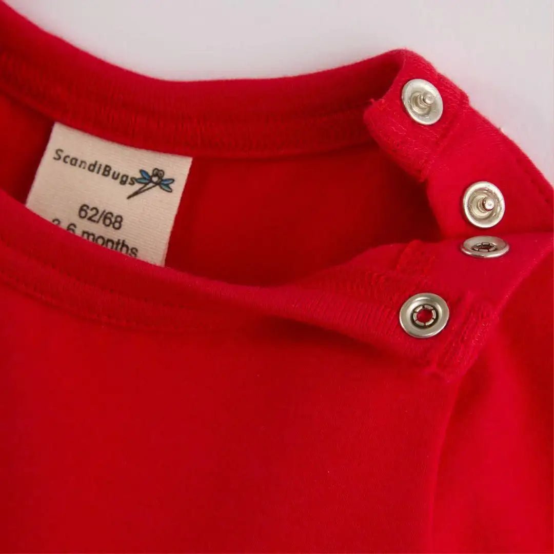 ScandiBugs Own Label Organic Long Sleeve Vest - Roaring Red - Baby&More