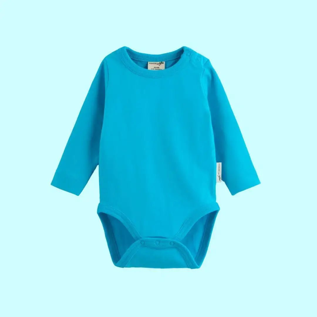 ScandiBugs Own Label Organic Long Sleeve Vest - Tempting Turquoise - Baby&More
