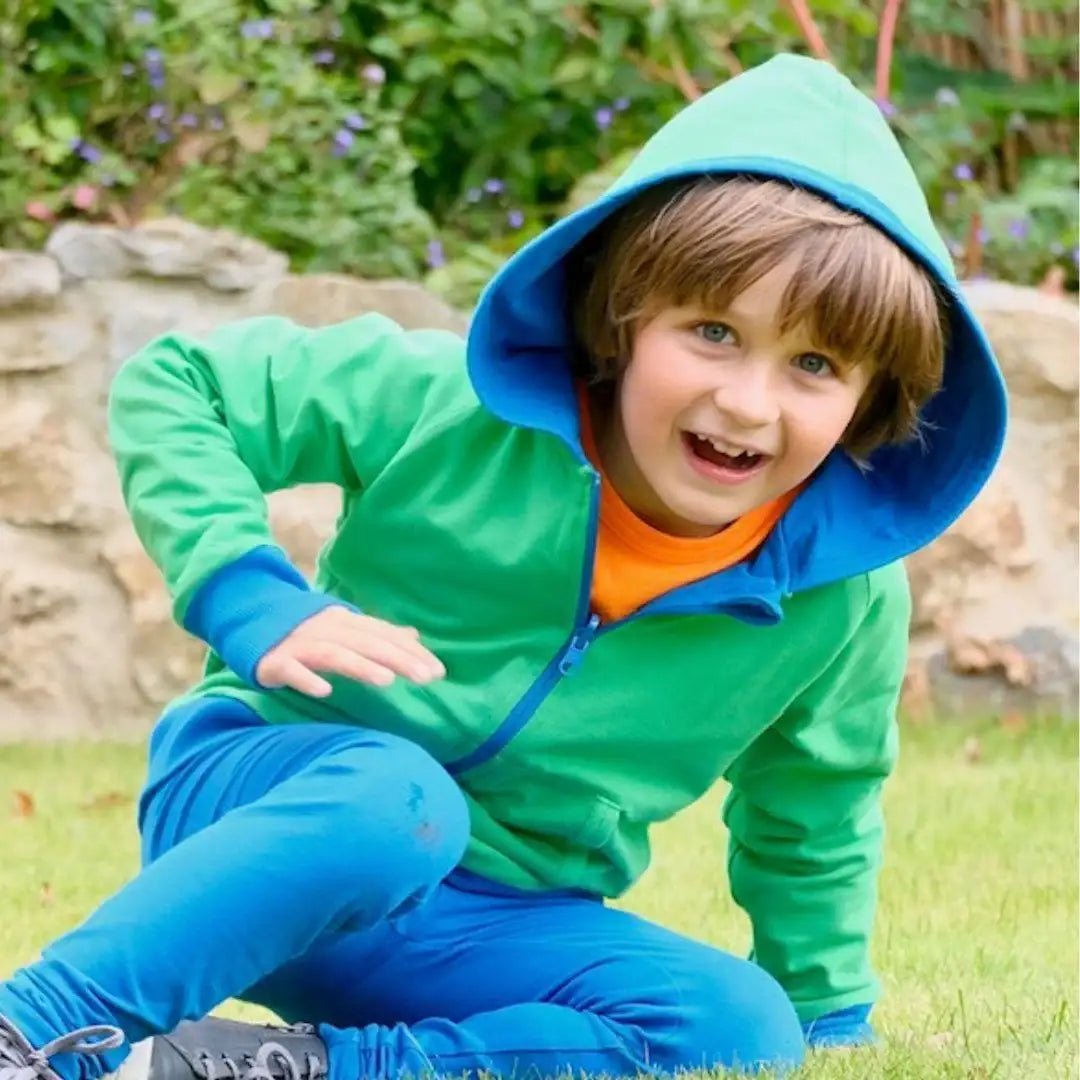 ScandiBugs Own Label Organic Reversible Hoodie - Peacock Blue & Tropical Green - Baby&More