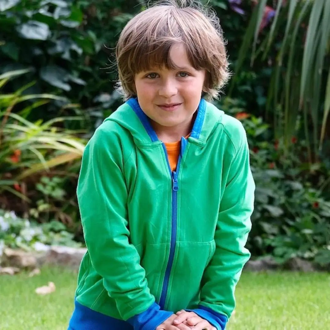 ScandiBugs Own Label Organic Reversible Hoodie - Peacock Blue & Tropical Green - Baby&More