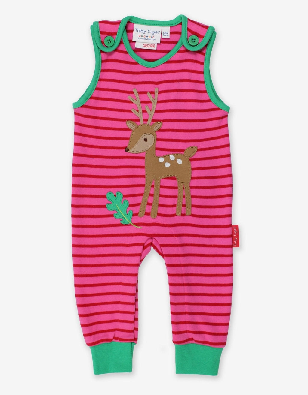 Toby Tiger Organic Applique Slungarees - Fawn