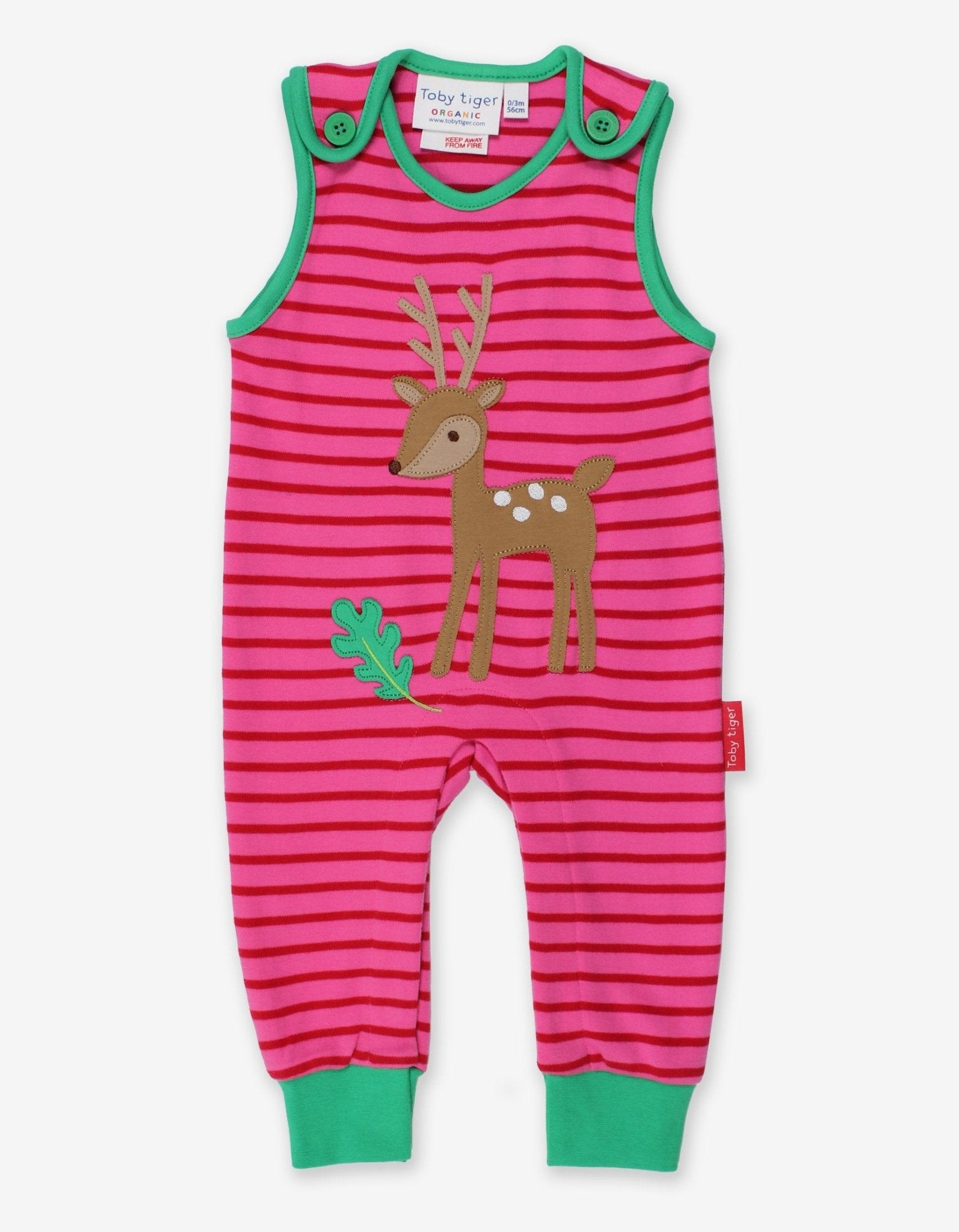 Toby Tiger Organic Applique Slungarees - Fawn