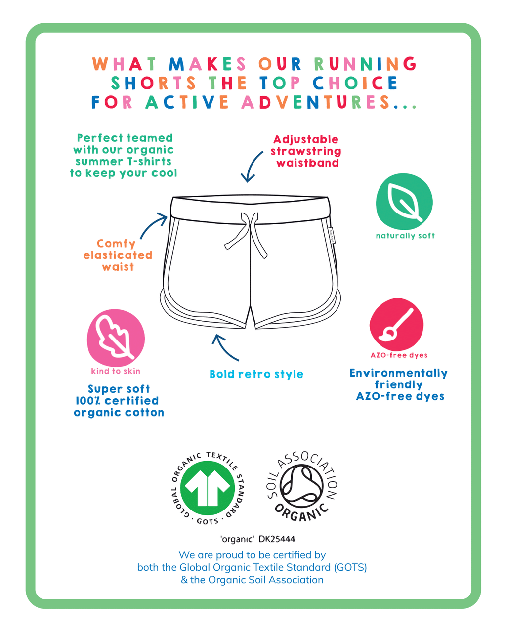 Toby Tiger Organic Applique Running Shorts - Rainbow
