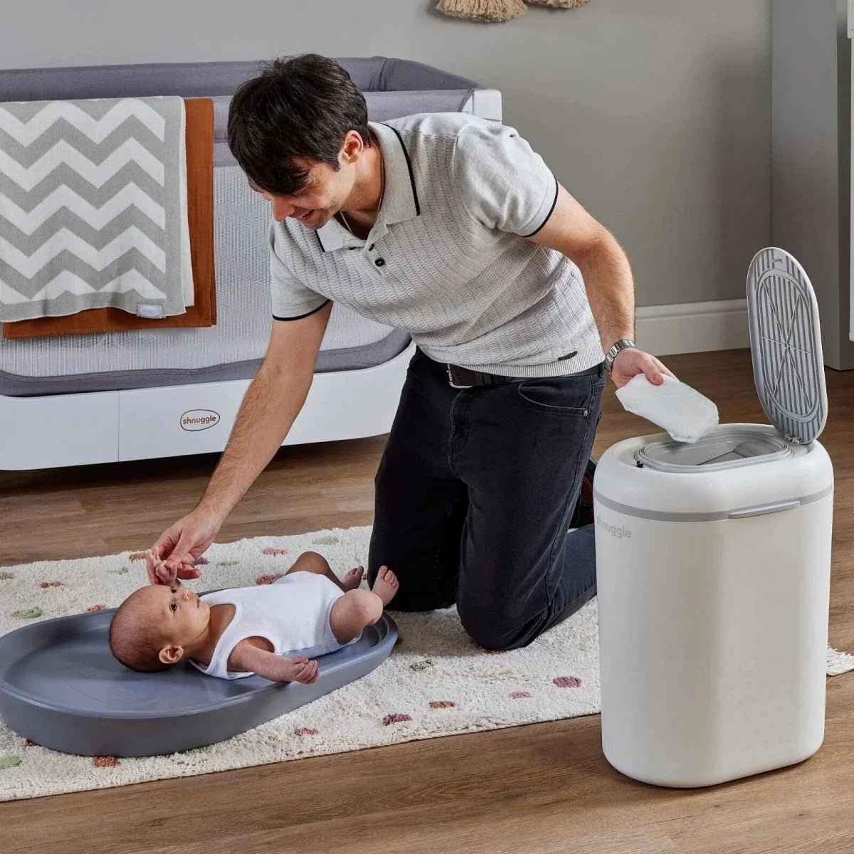 Shnuggle Eco - Touch Nappy Bin - White - Baby&More