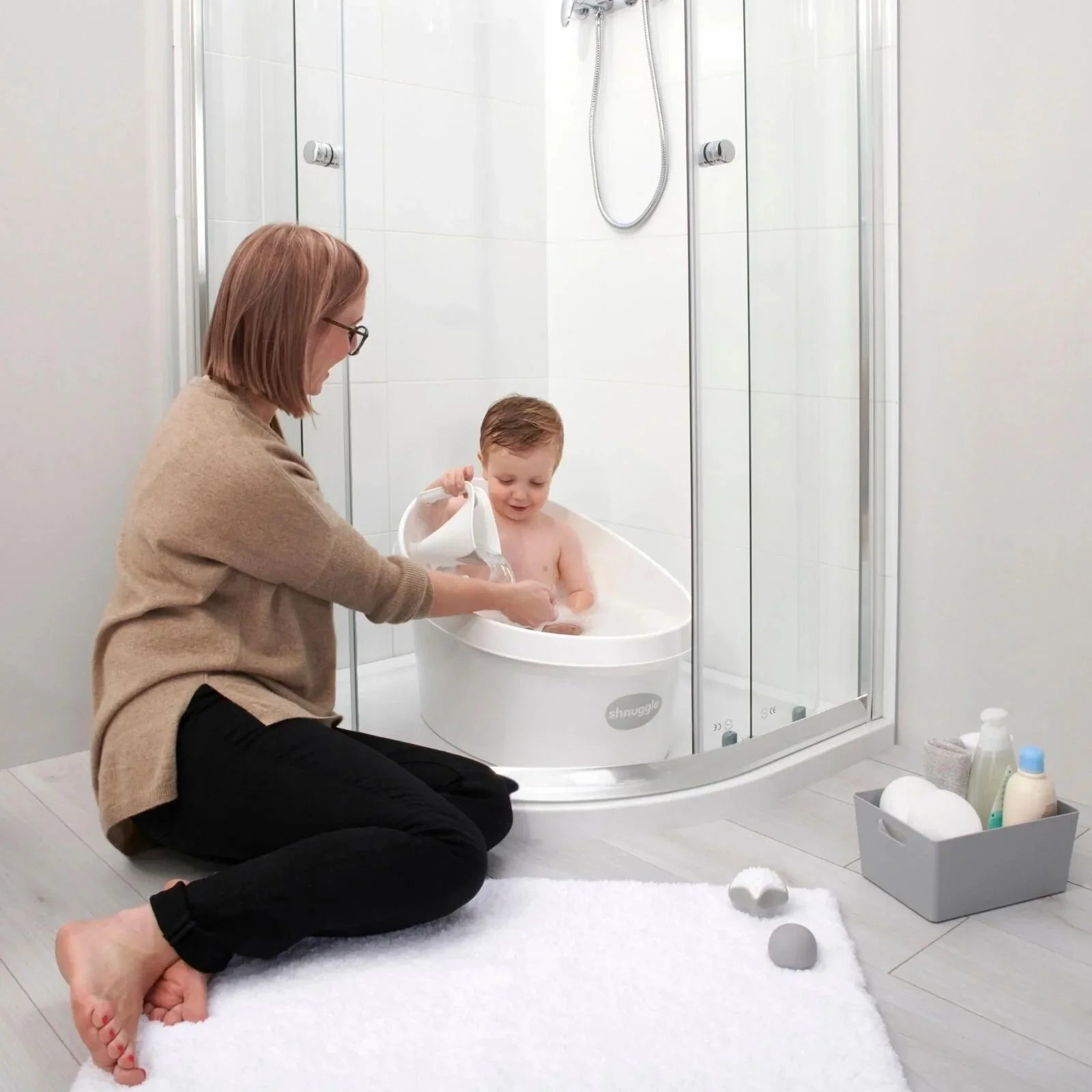 Shnuggle Toddler Bath Tub - Taupe - Baby&More