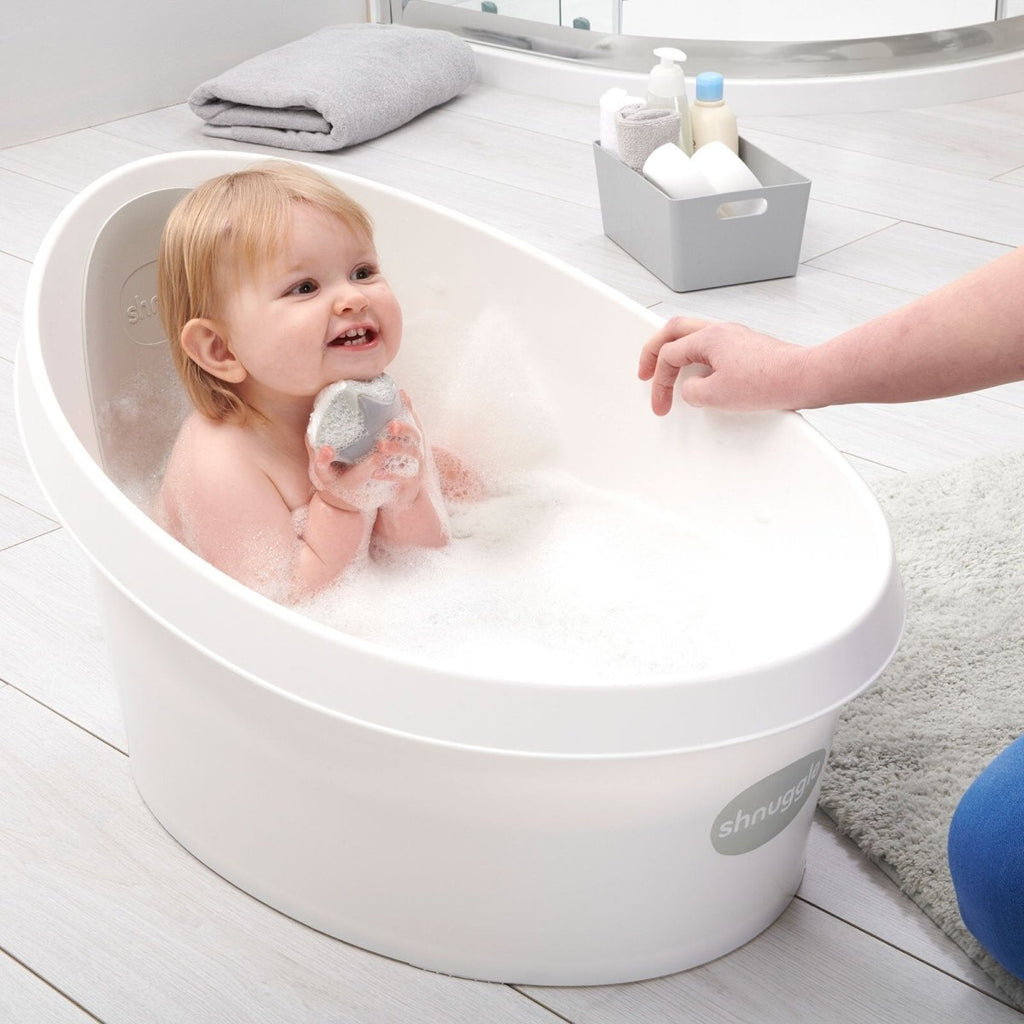 Shnuggle Toddler Bath Tub - White With Light Grey Backrest - Baby&More