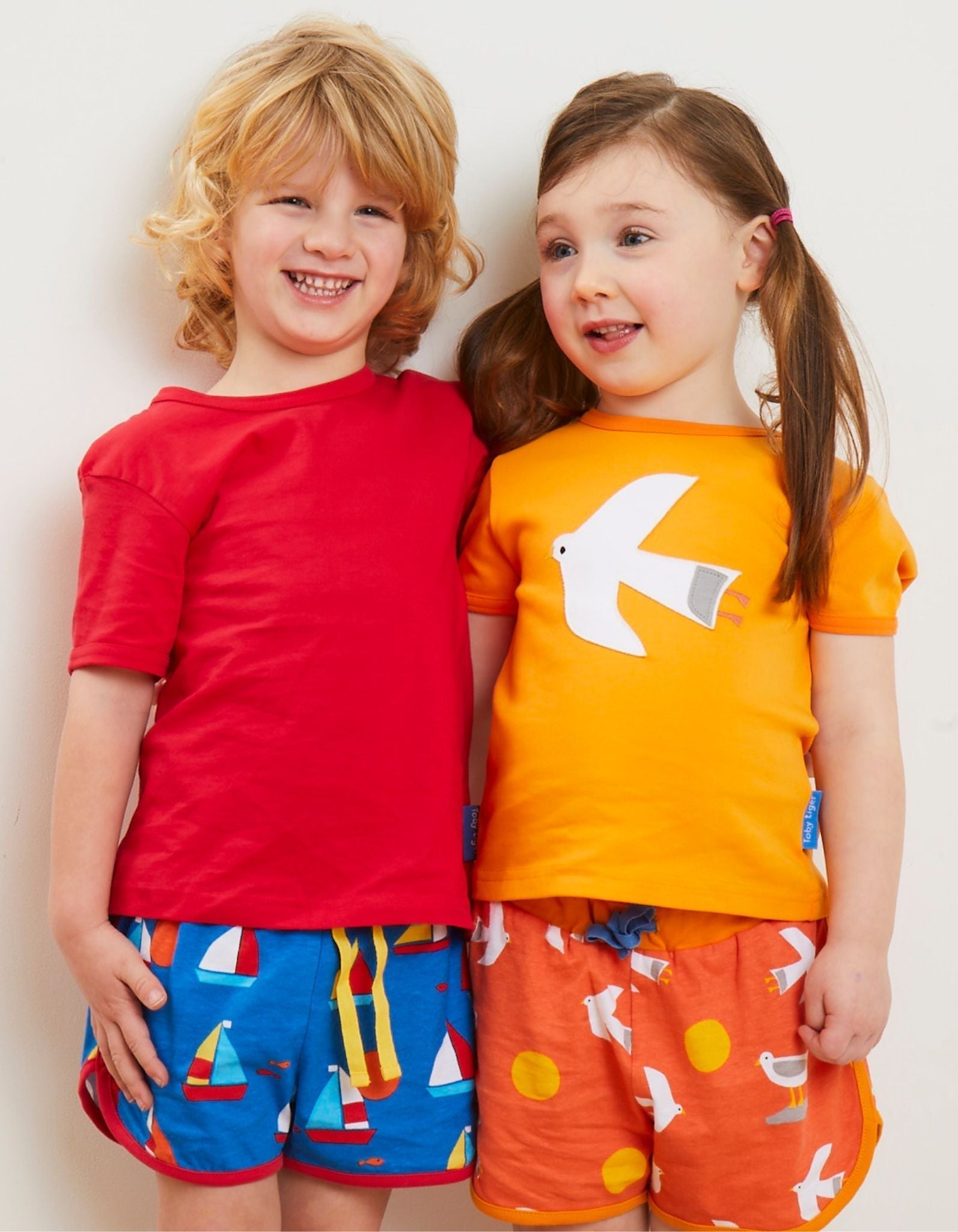 Toby Tiger Organic Running Shorts - Seagull Print