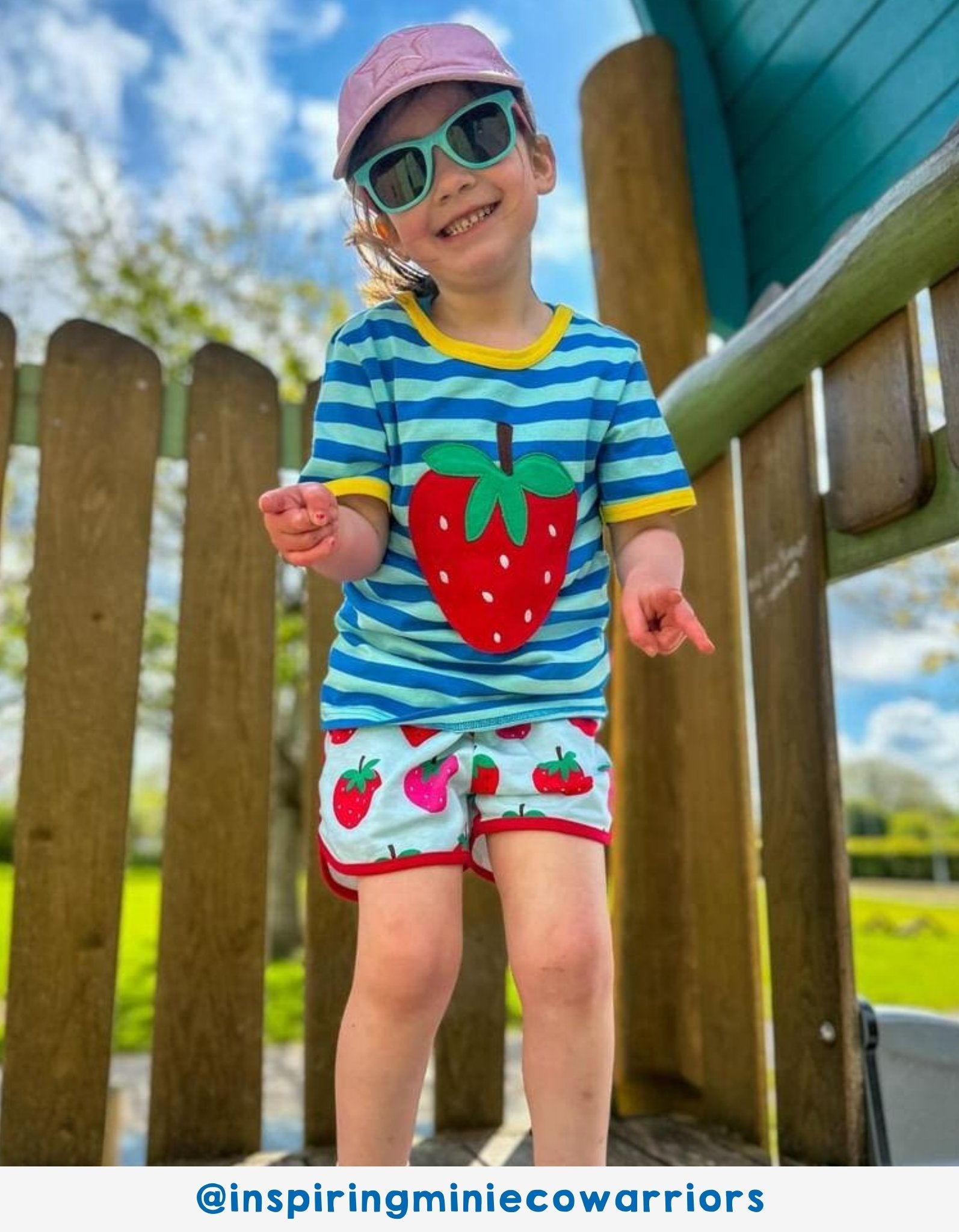 Toby Tiger Organic Running Shorts - Strawberry Print