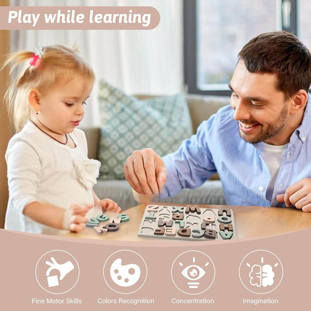 Silicone Alphabet Puzzle in Muted Colours - Baby&More