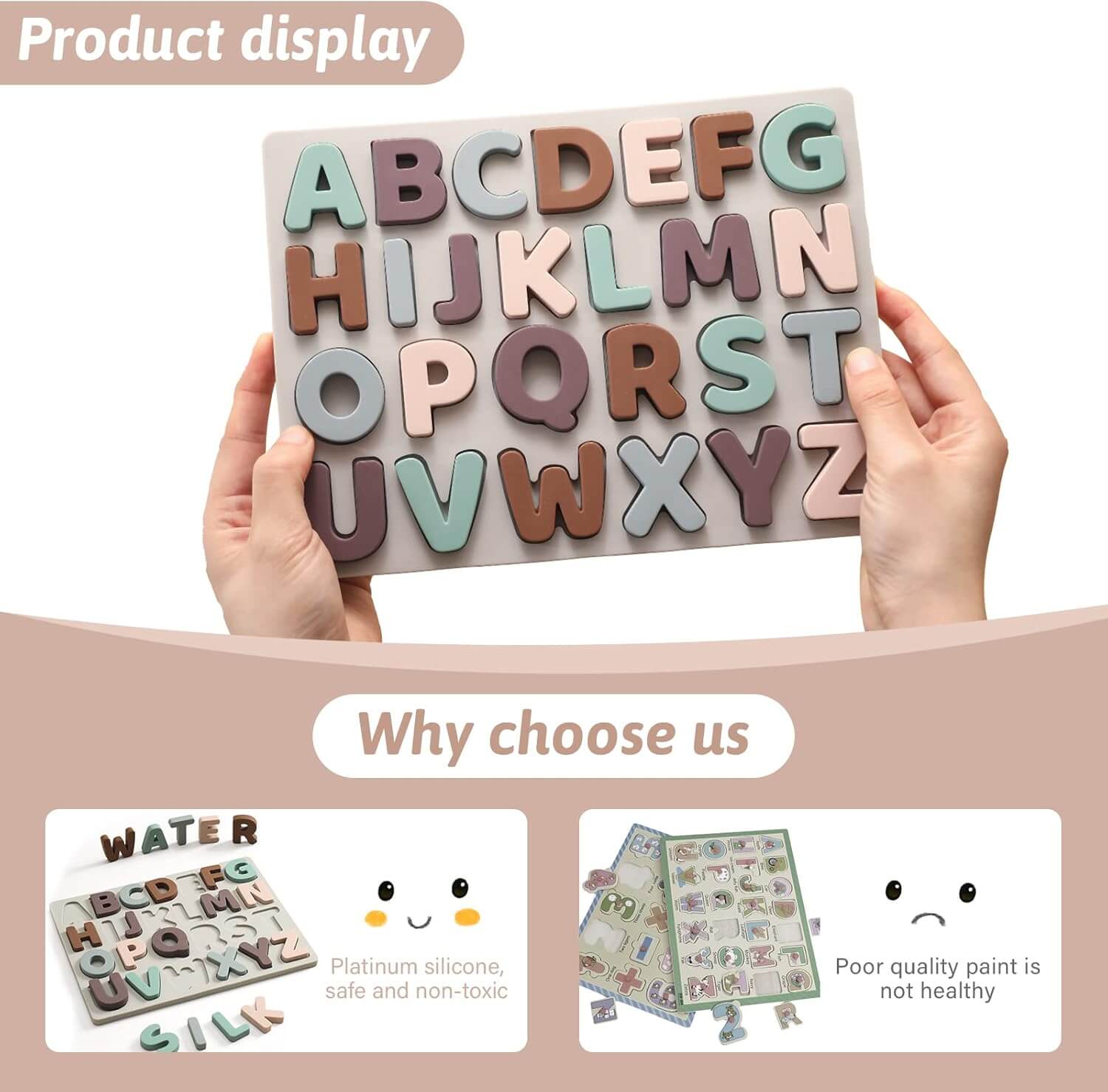 Silicone Alphabet Puzzle in Muted Colours - Baby&More