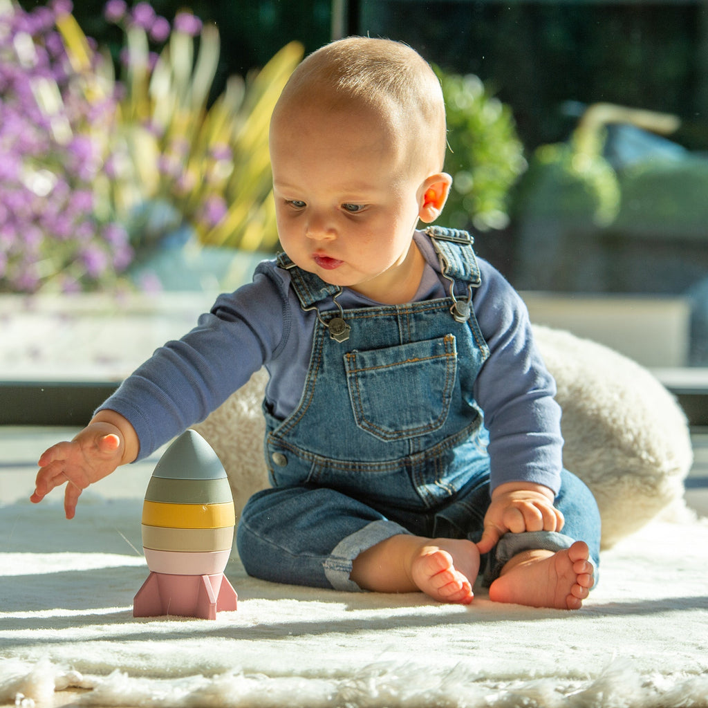 SiliSoft® Rocket Stacker - Earth - Baby&More