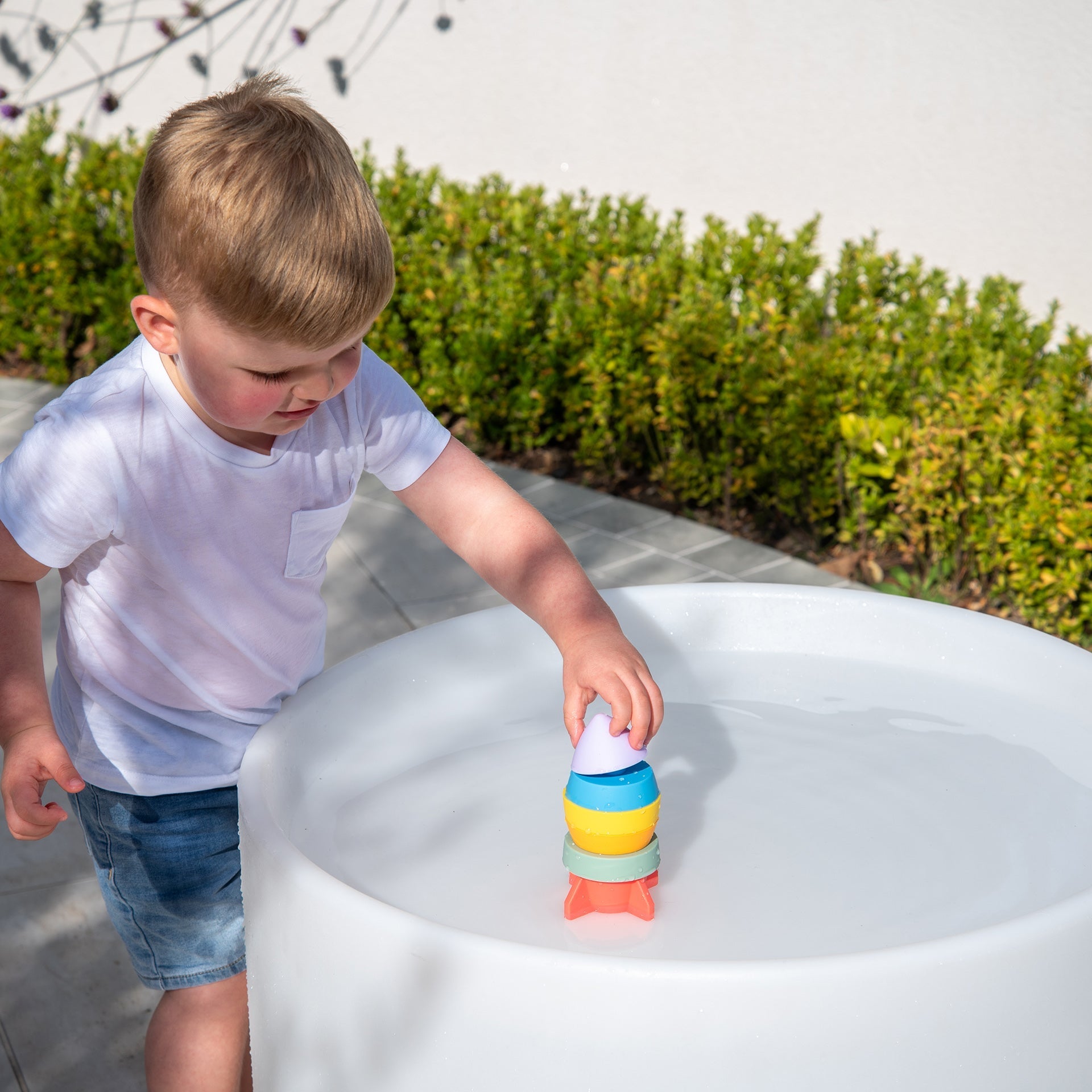 SiliSoft® Rocket Stacker - Rainbow - Baby&More