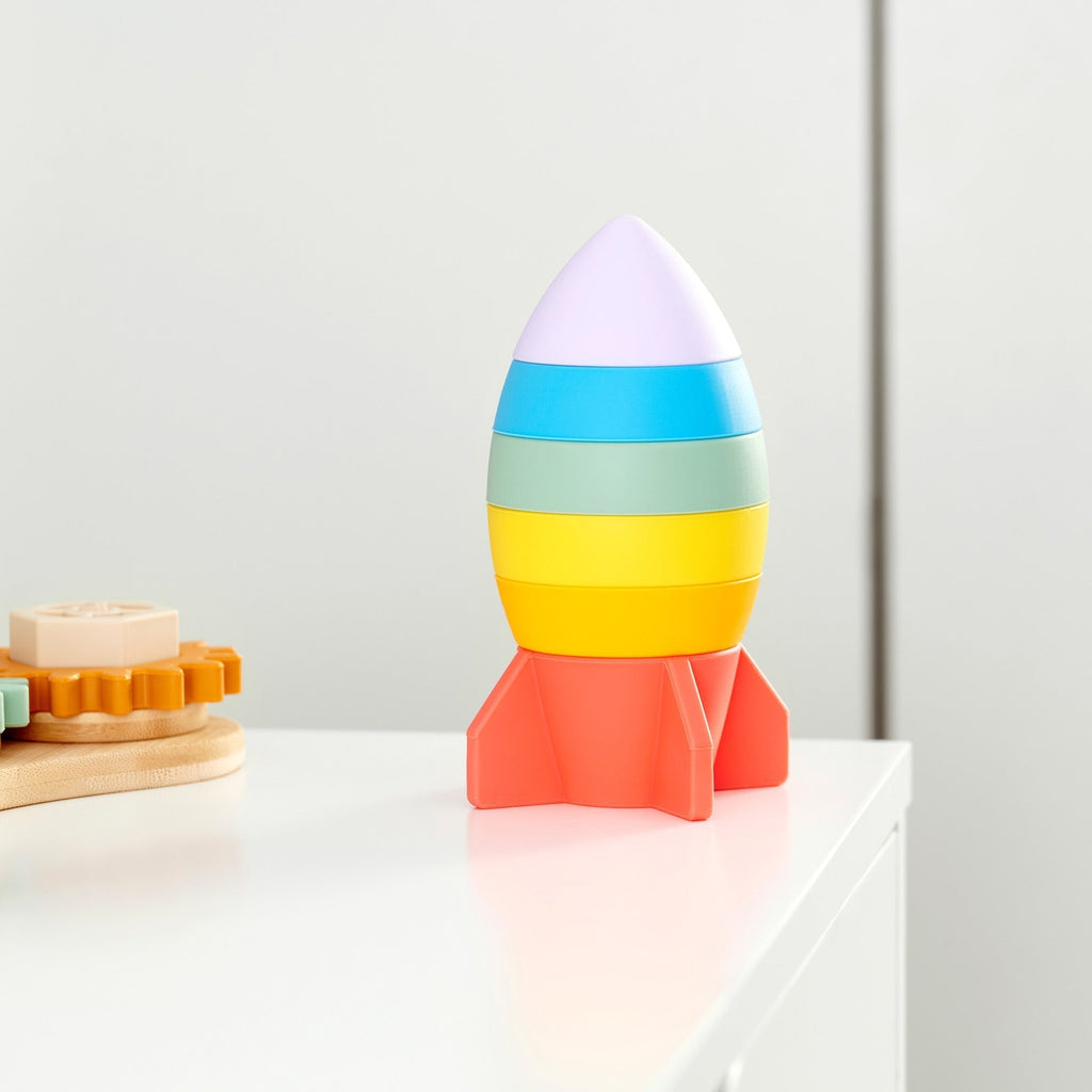 SiliSoft® Rocket Stacker - Rainbow - Baby&More