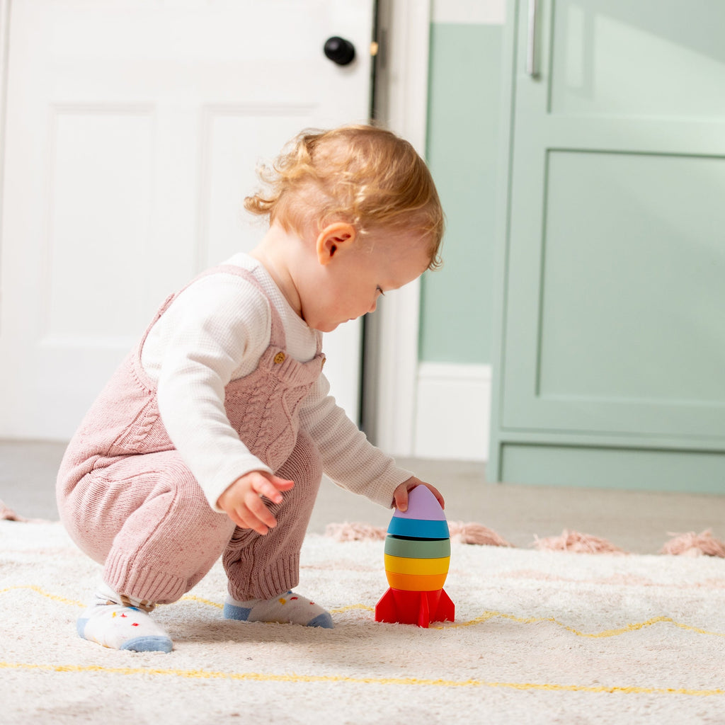 SiliSoft® Rocket Stacker - Rainbow - Baby&More
