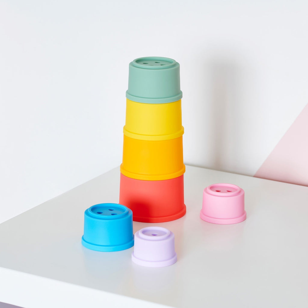 SiliSoft® Round Stacking Cups - Rainbow - Baby&More