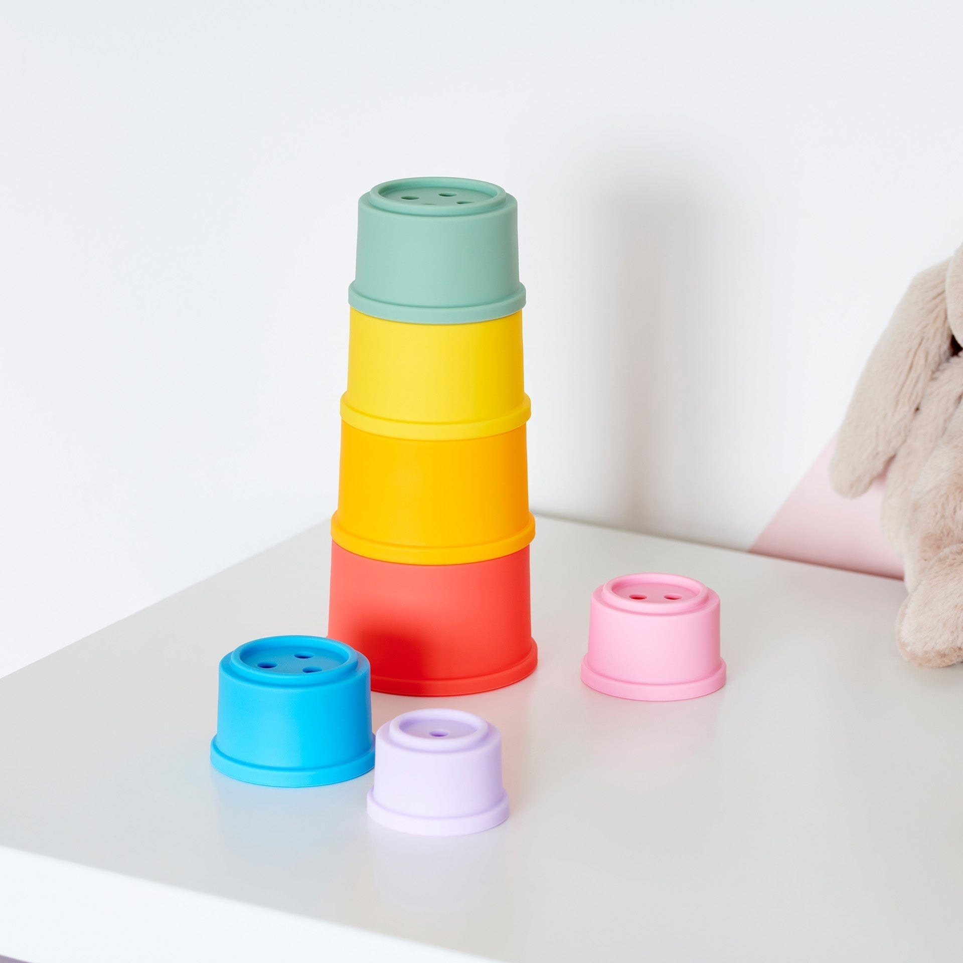 SiliSoft® Round Stacking Cups - Rainbow - Baby&More