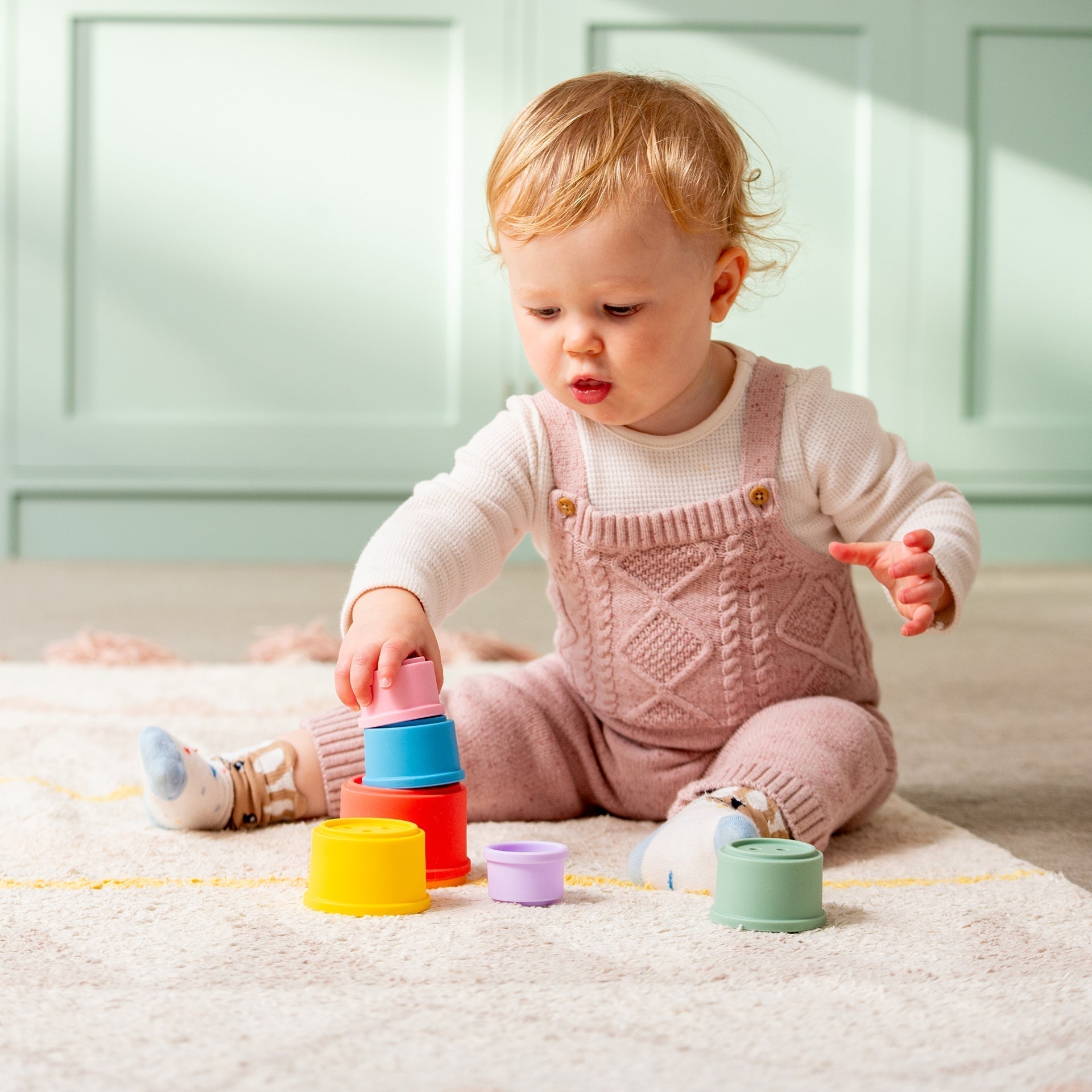 SiliSoft® Round Stacking Cups - Rainbow - Baby&More