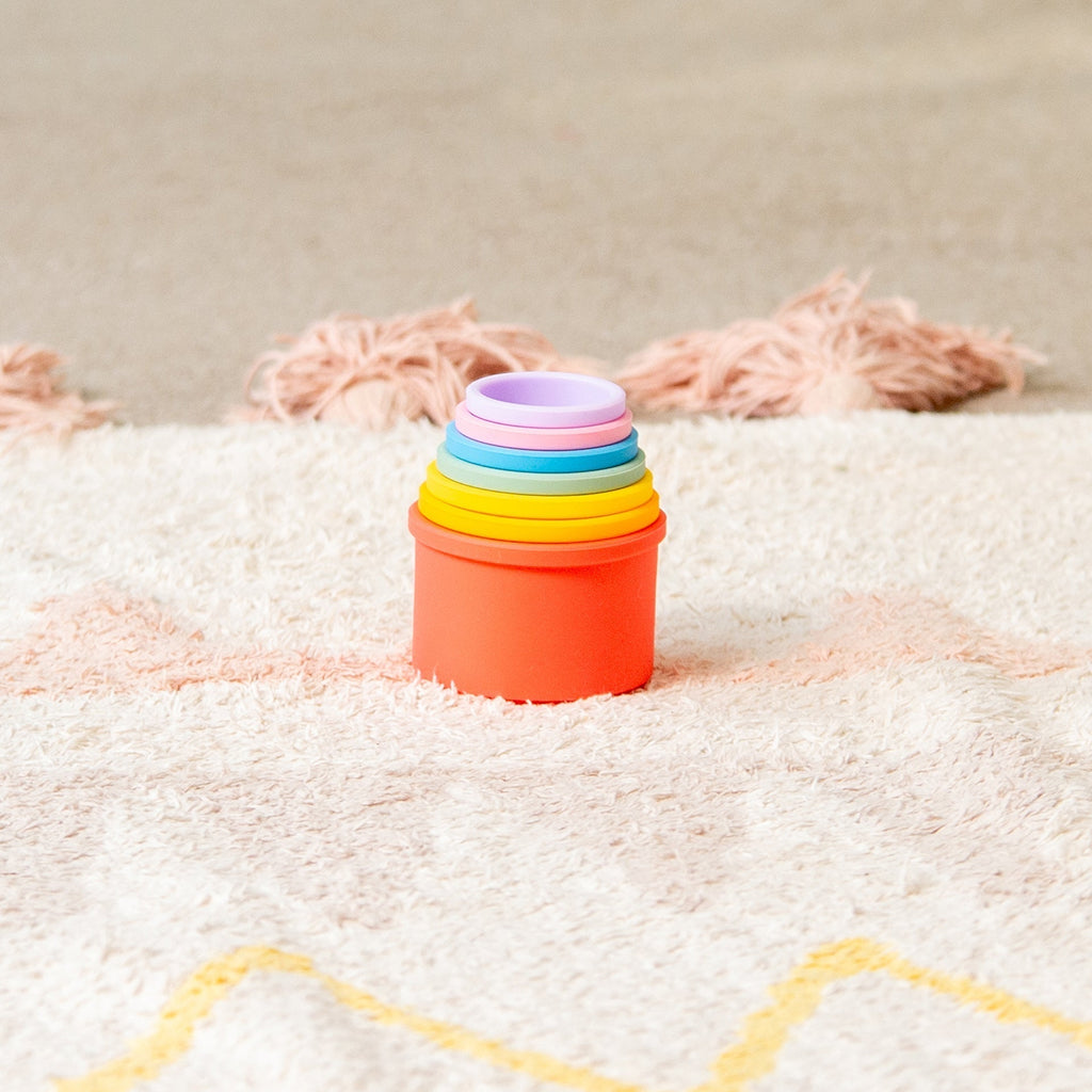 SiliSoft® Round Stacking Cups - Rainbow - Baby&More