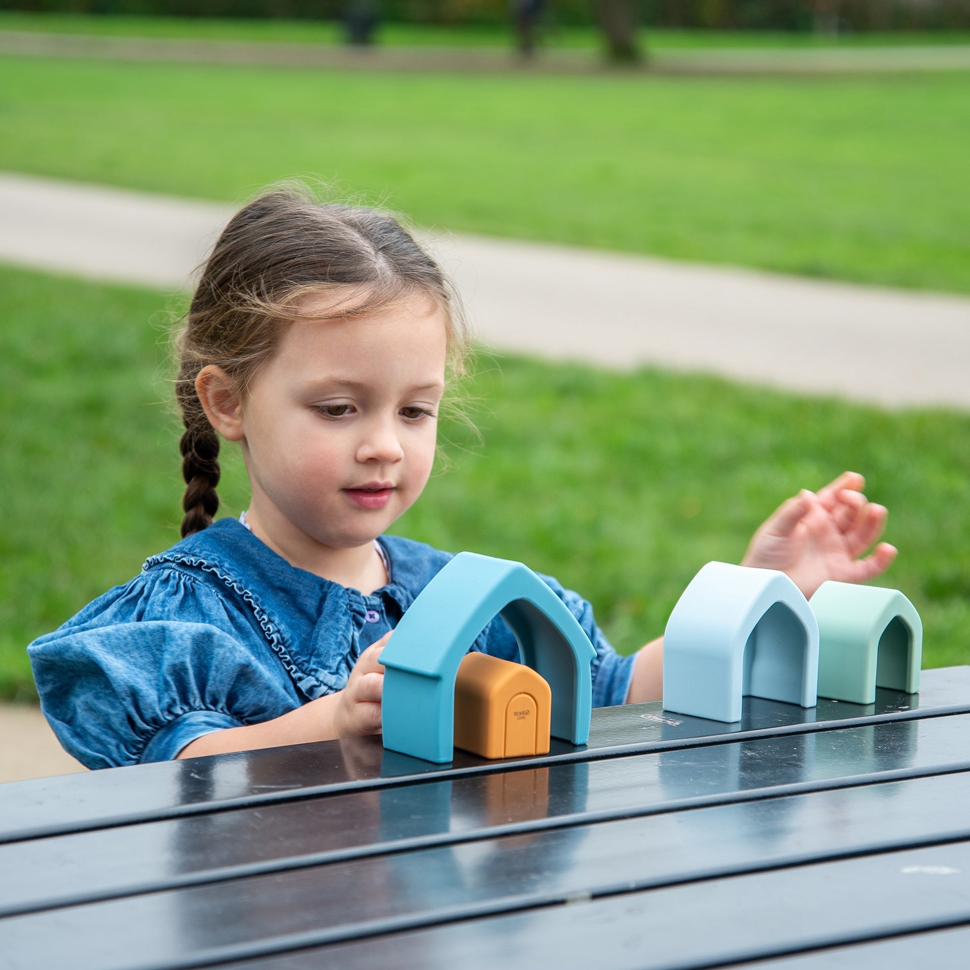 SiliSoft® Stacking Houses - Neutral - Baby&More