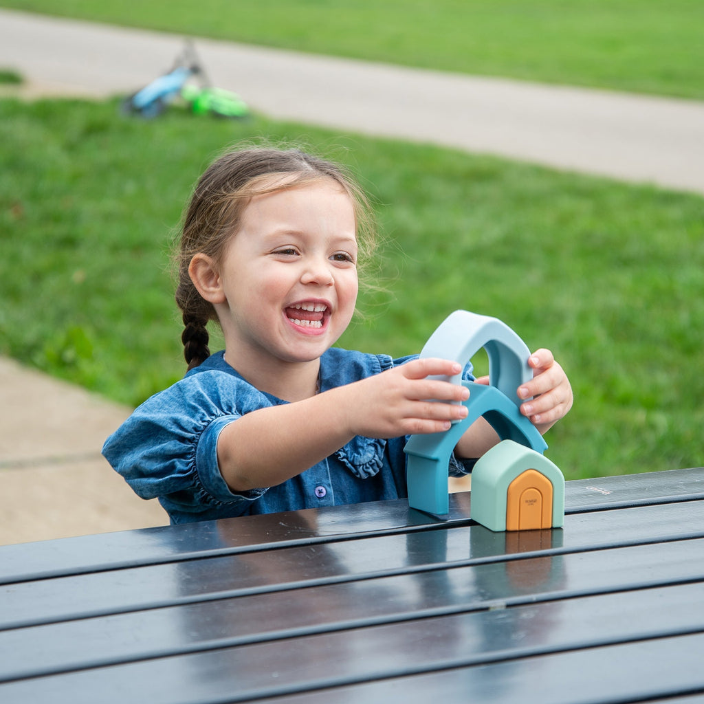 SiliSoft® Stacking Houses - Neutral - Baby&More