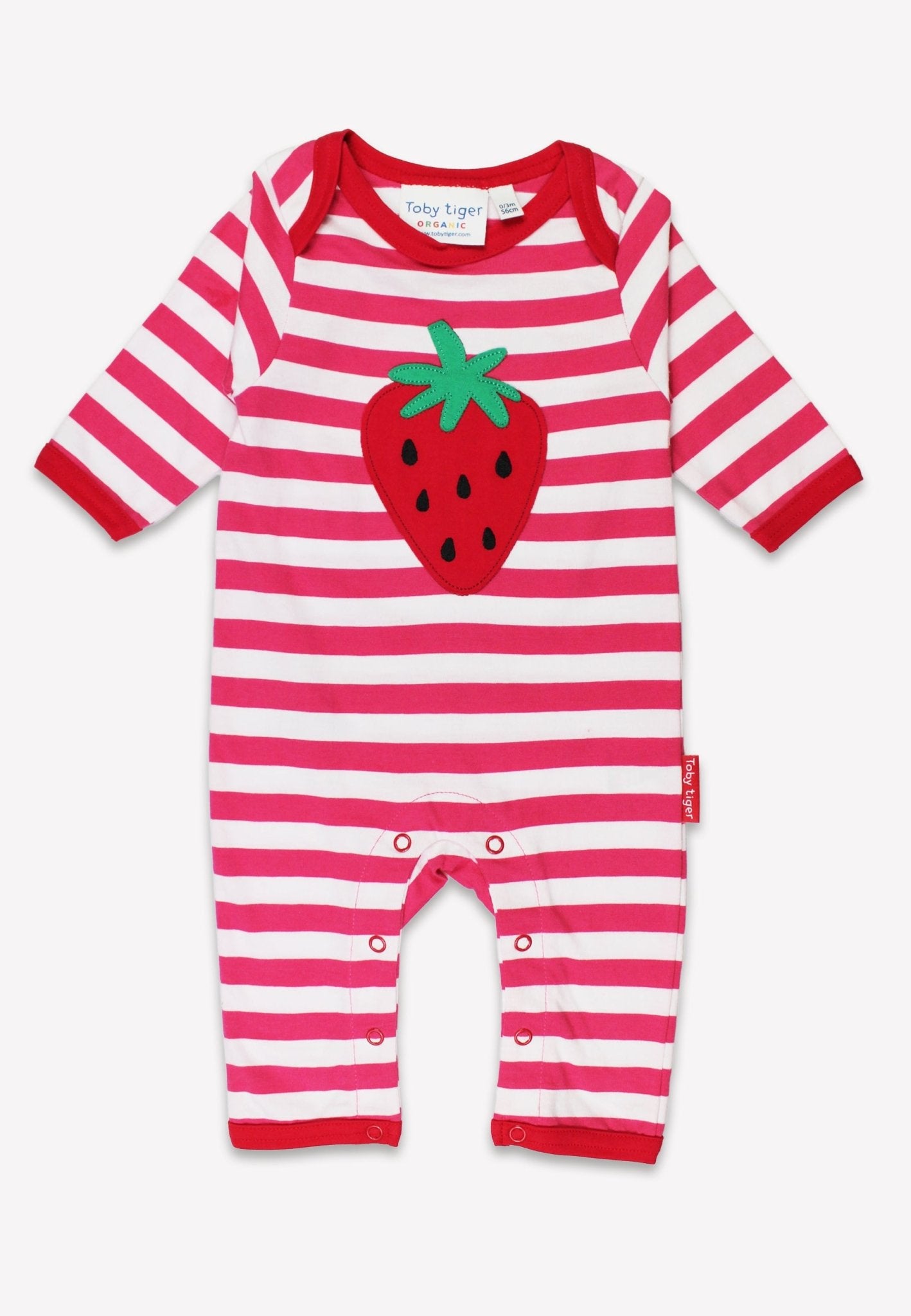 Toby Tiger Organic Applique Sleepsuit - Picnic Strawberry