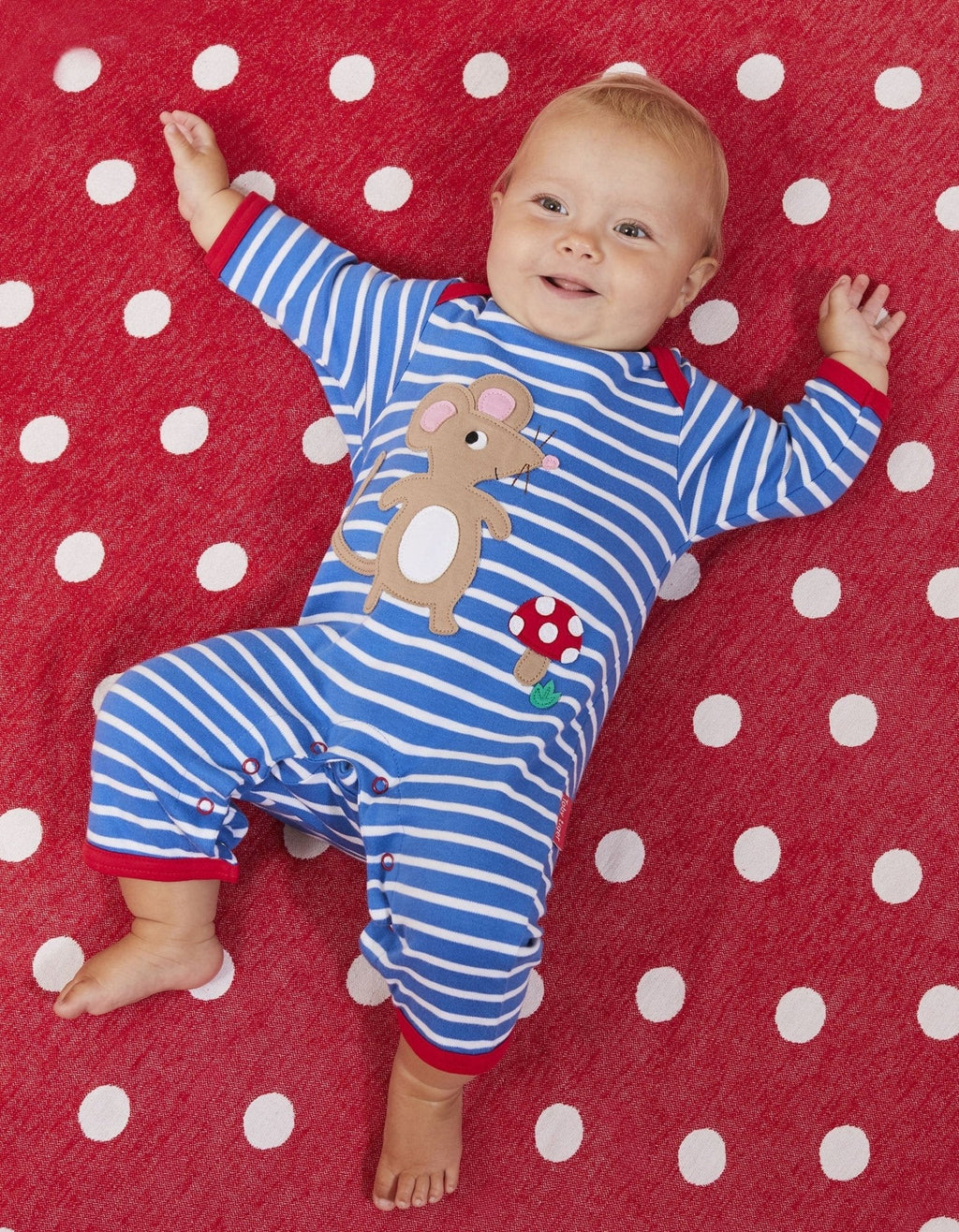 Toby Tiger Organic  Applique Sleepsuit - Mouse and Mushroom