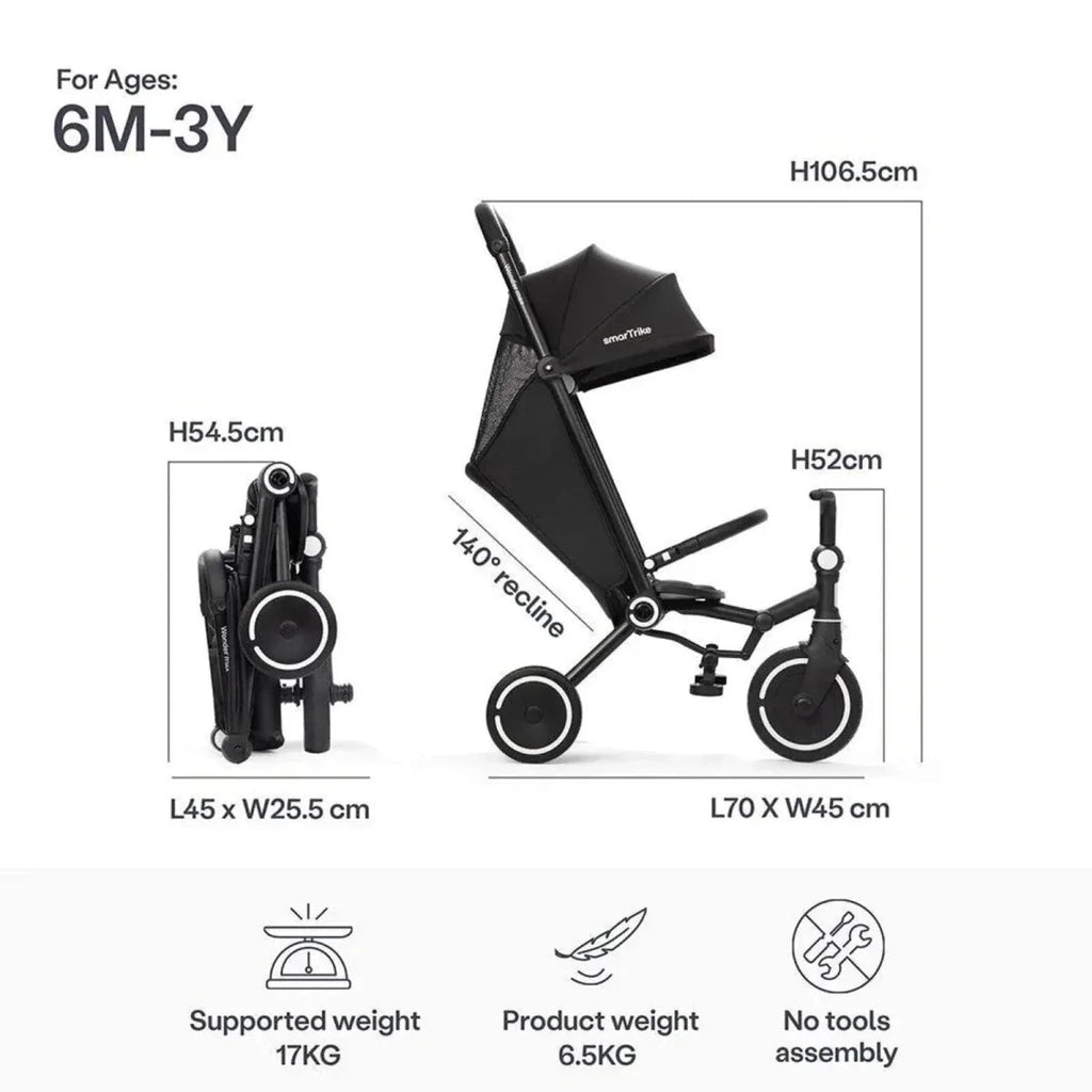 smarTrike Wonder Max Trike - Jet Black - Baby&More