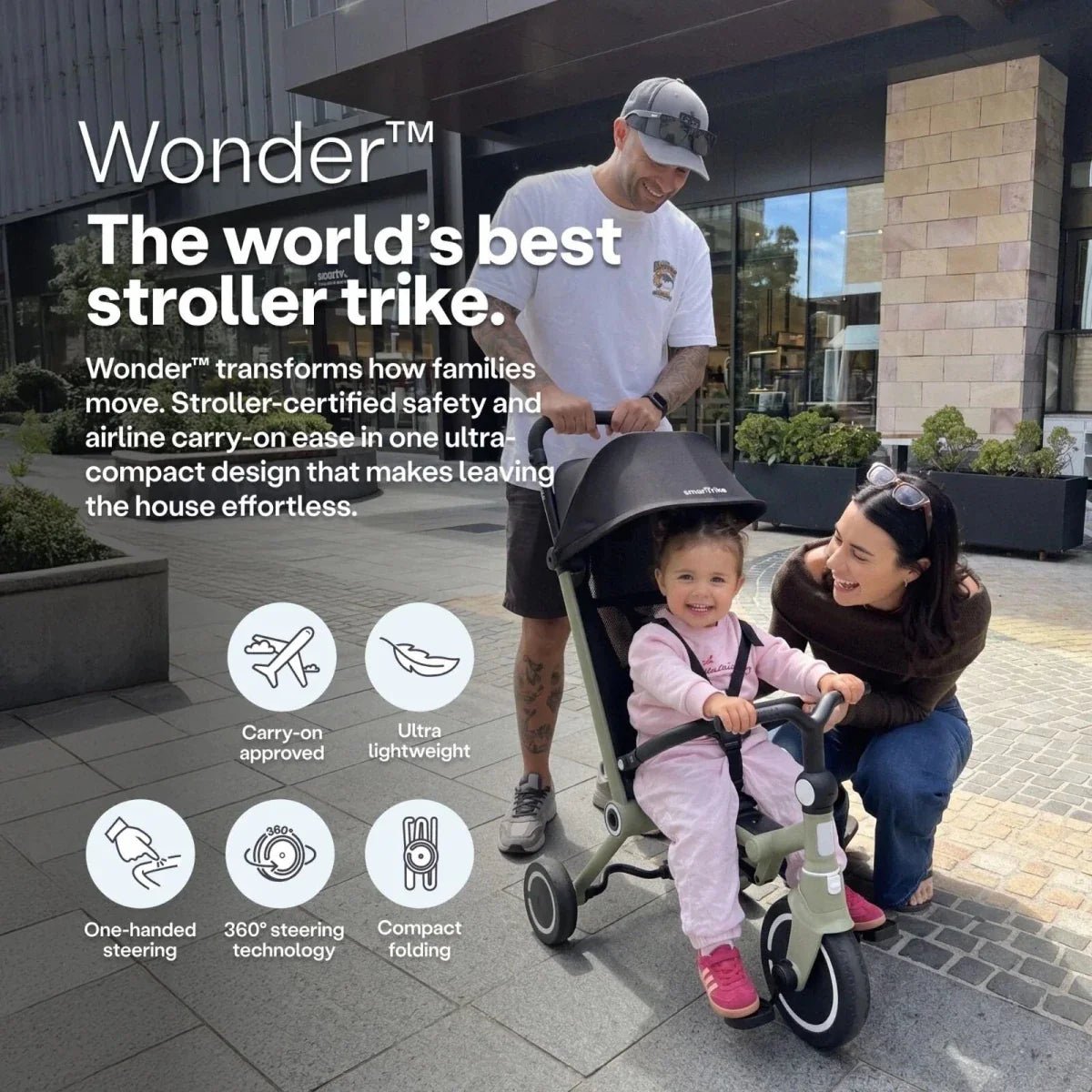smarTrike Wonder Trike - Olive - Baby&More