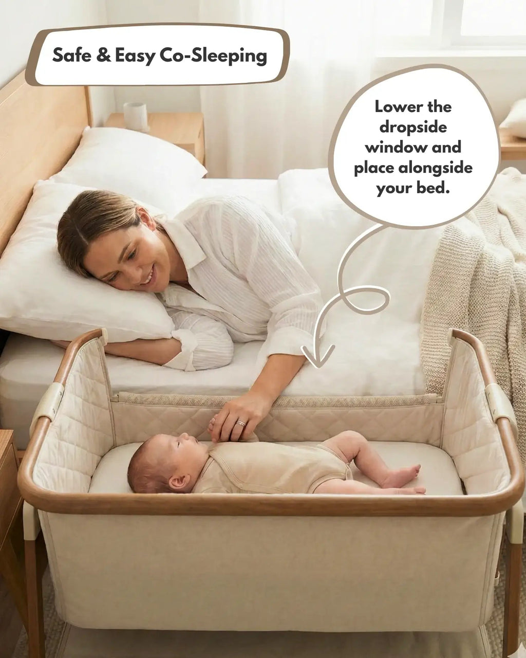 Sona Bedside & Co - Sleeping Crib - Beige - Baby&More
