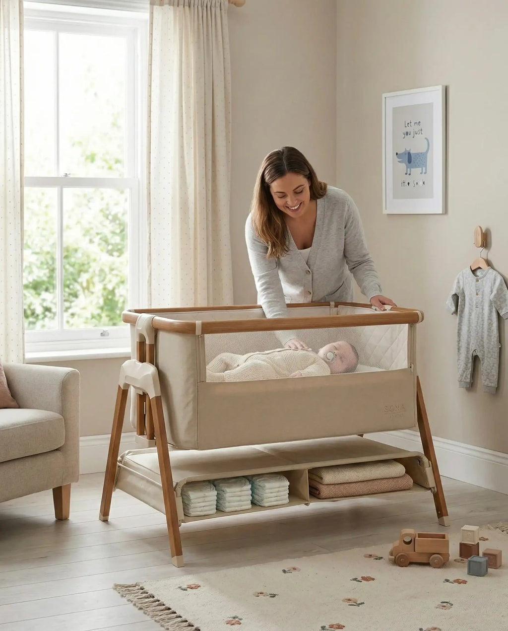 Sona Bedside & Co - Sleeping Crib - Beige - Baby&More
