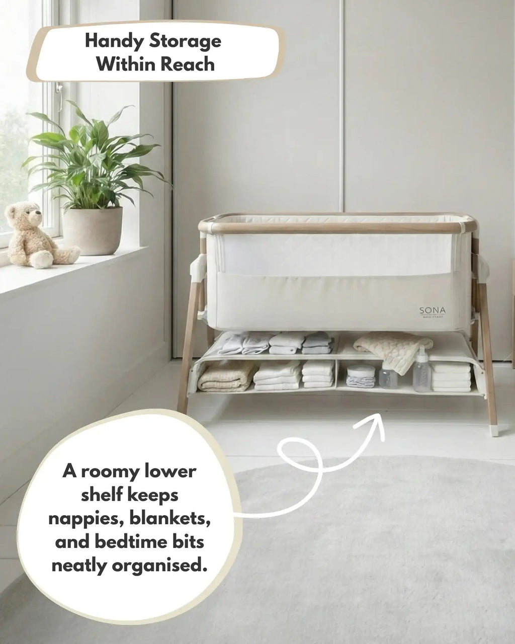 Sona Bedside & Co - Sleeping Crib - Beige - Baby&More