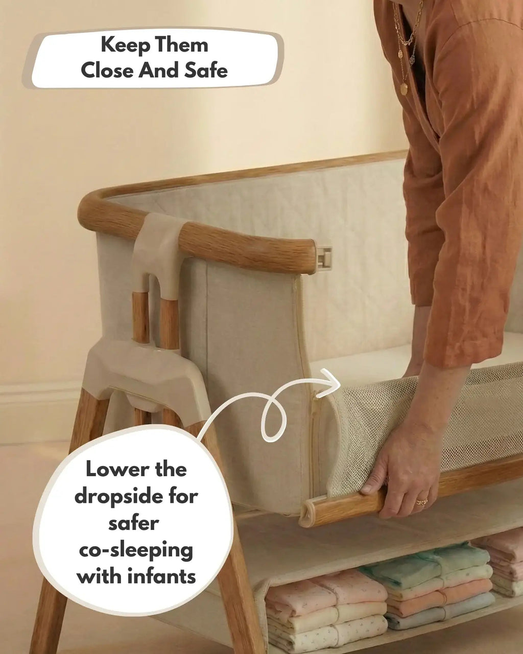 Sona Bedside & Co - Sleeping Crib - Beige - Baby&More