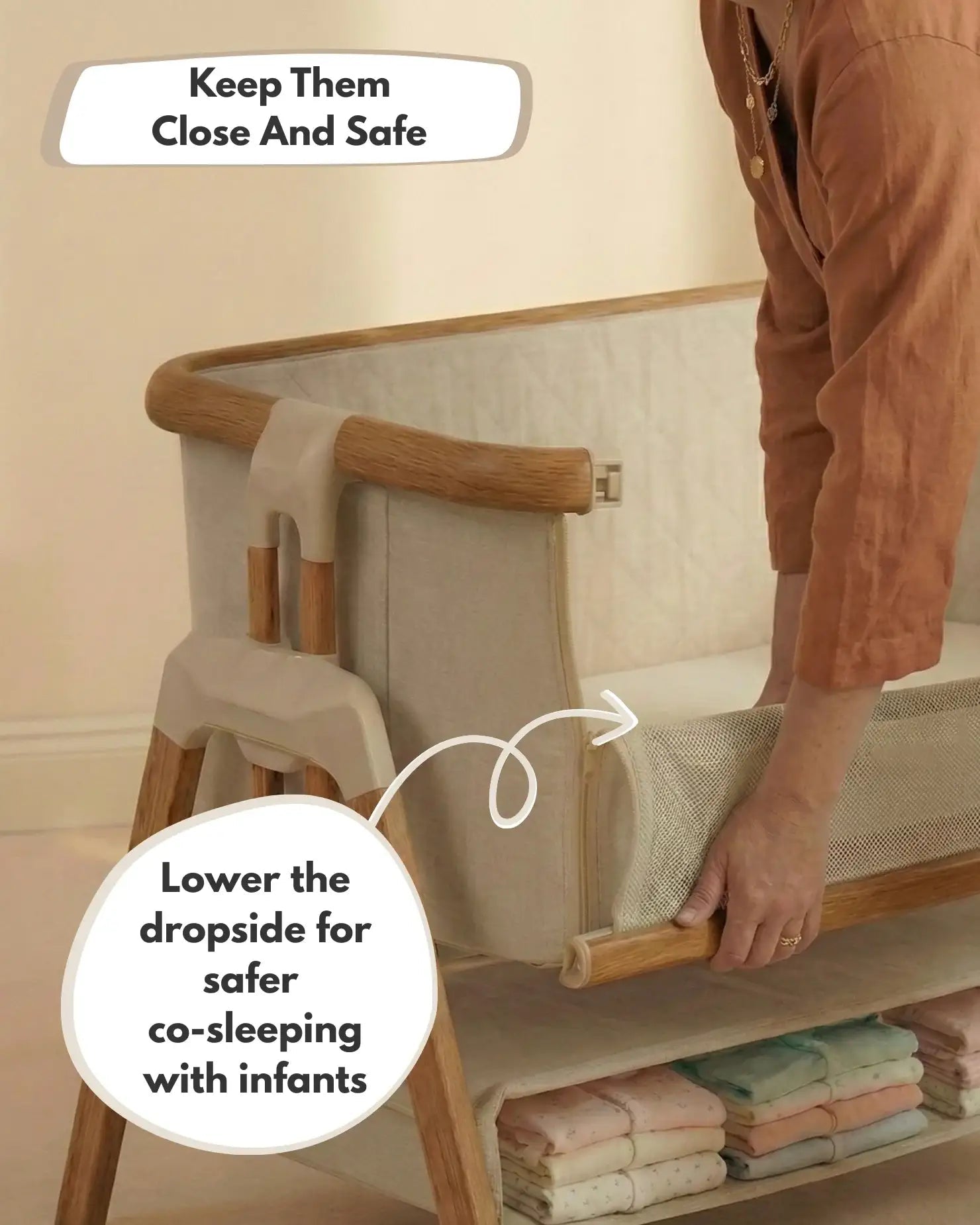 Sona Bedside & Co - Sleeping Crib - Beige - Baby&More